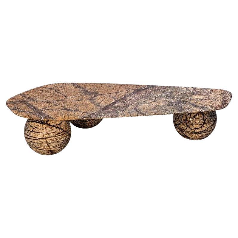 Globe Coffee Table in Rainforest Brown Marble For Sale