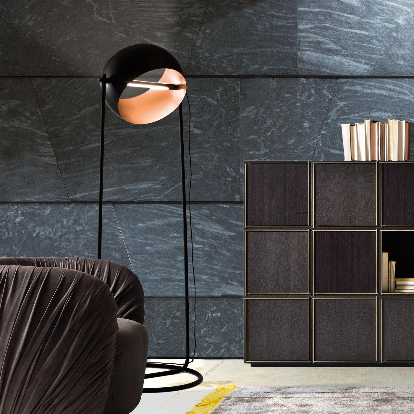 Modern Globe Copper Floor Lamp by Edoardo Colzani For Sale