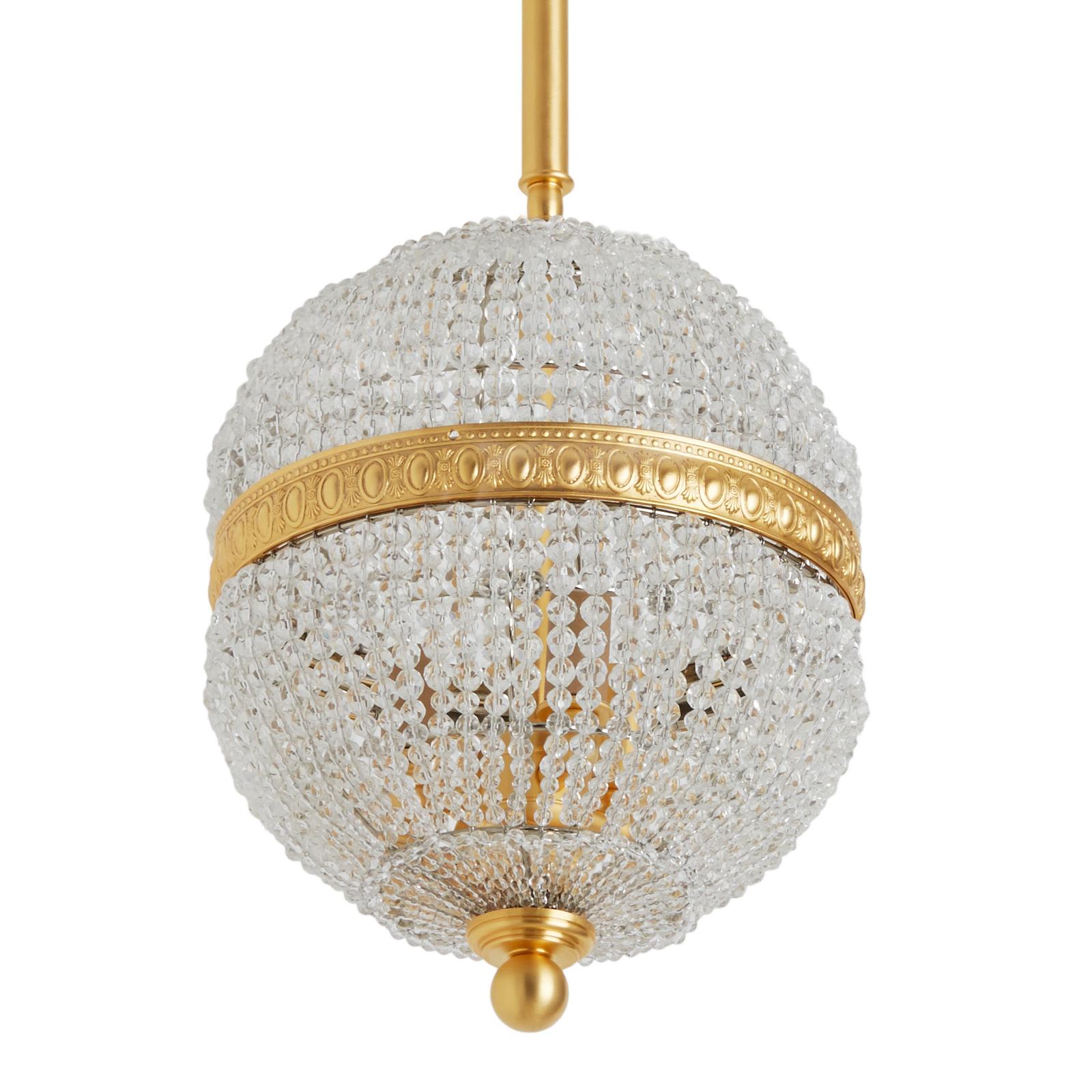 Edoardiano Globe Crystal Beaded Small Pendant Light (Luce a sospensione piccola con perline di cristallo) in vendita