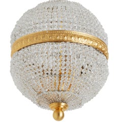 Globe Crystal Beaded Chain Small Pendant Light with Gold Plate finish