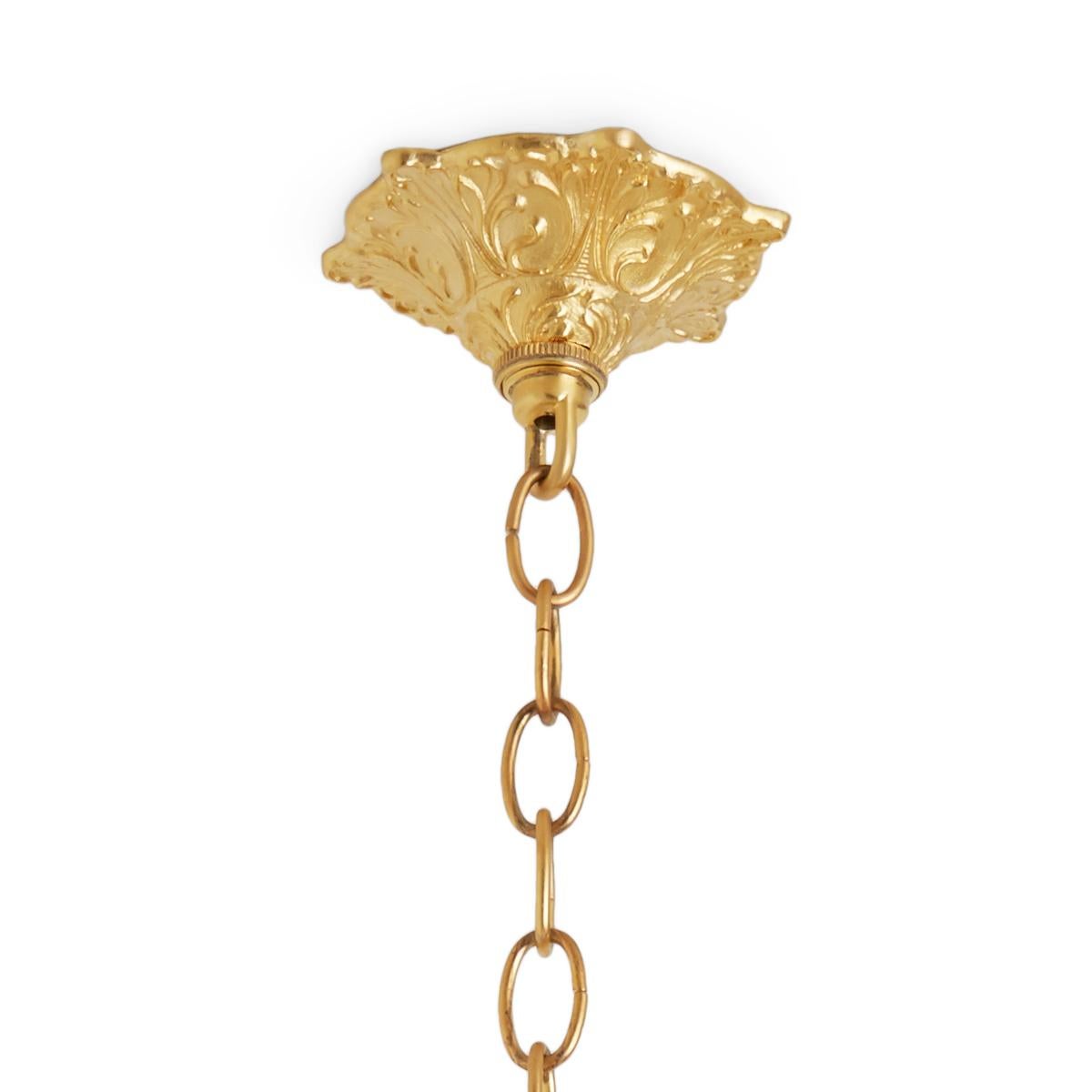 Plated Globe Crystal Beaded Chain Small Pendant Light with Gold Plate finish For Sale