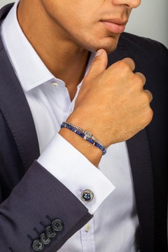 Globe Cufflinks In Lapis With Sterling Silver