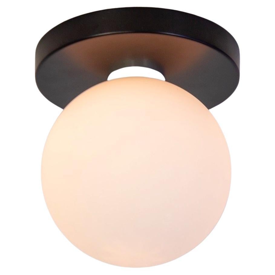 Globe Flush Mount by Research.Lighting, Black, 5in Glass Globe, Made to Order
