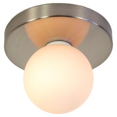 Globe Flush Mount by Research.Lighting, Brushed Nickel, 3in Glass, In Stock