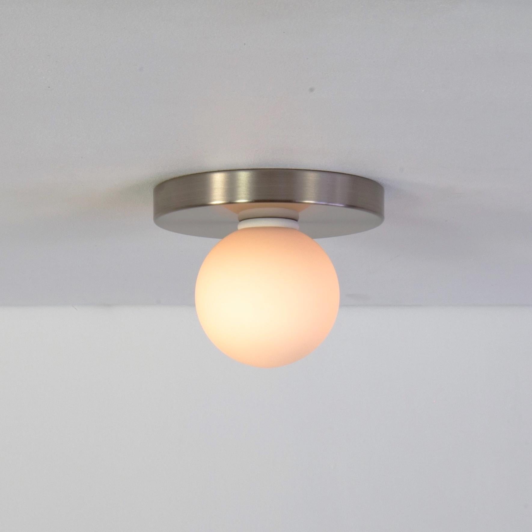 Modern Globe Flush Mount by Research.Lighting, Brushed Nickel, In Stock For Sale