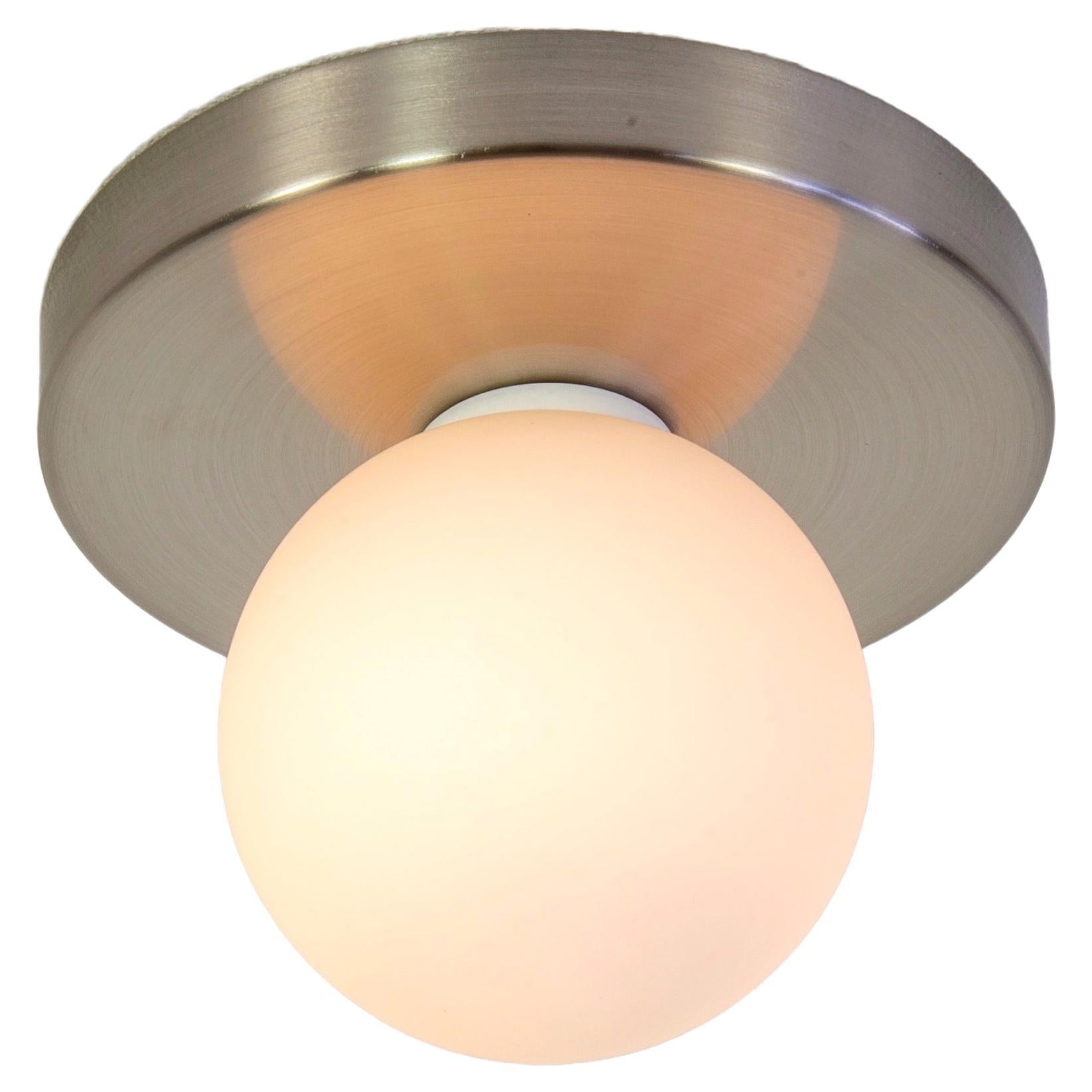 Globe Flush Mount by Research.Lighting, Brushed Nickel, In Stock For Sale