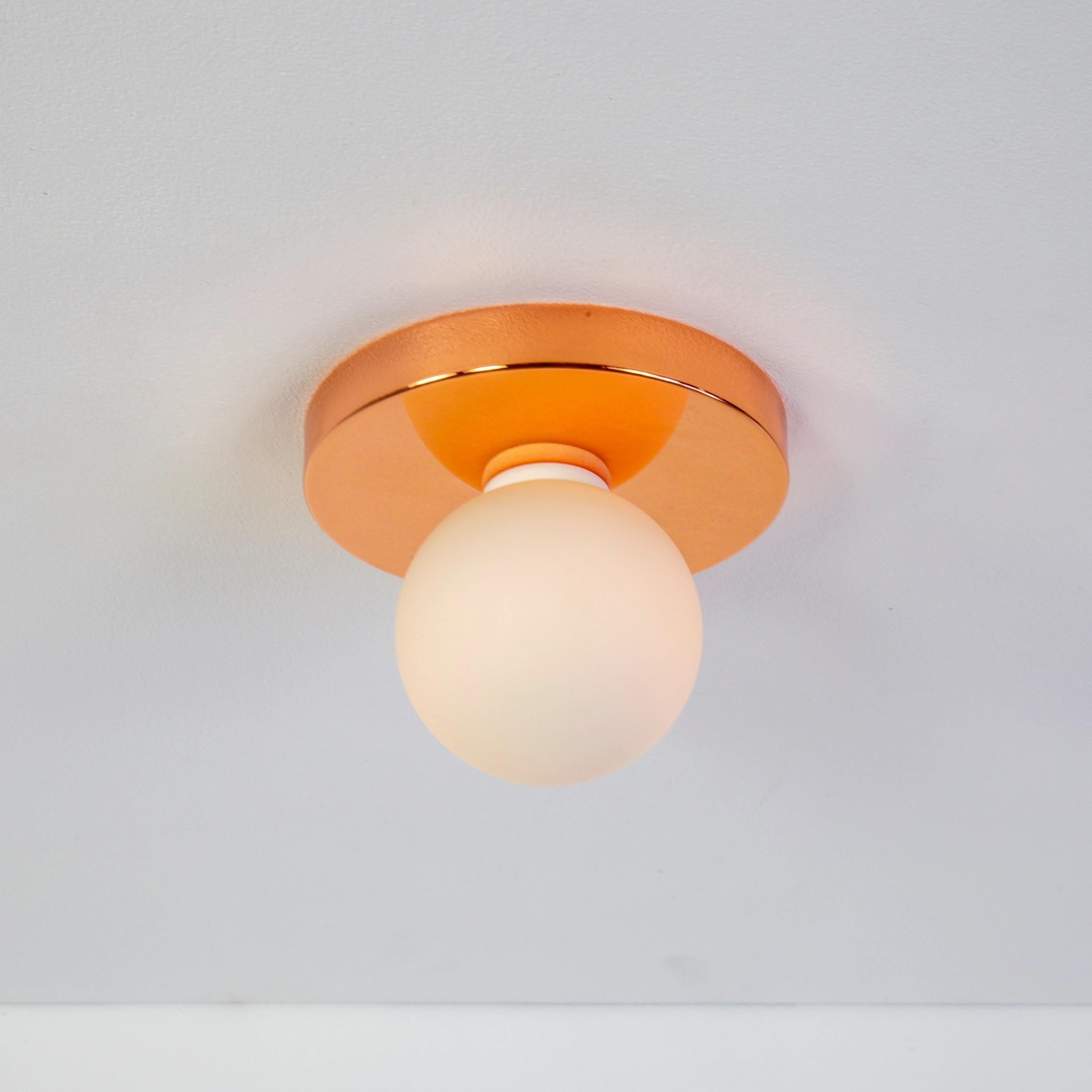 Plated Globe Flush Mount by Research.Lighting, Copper, 3in Glass Globe, In Stock For Sale
