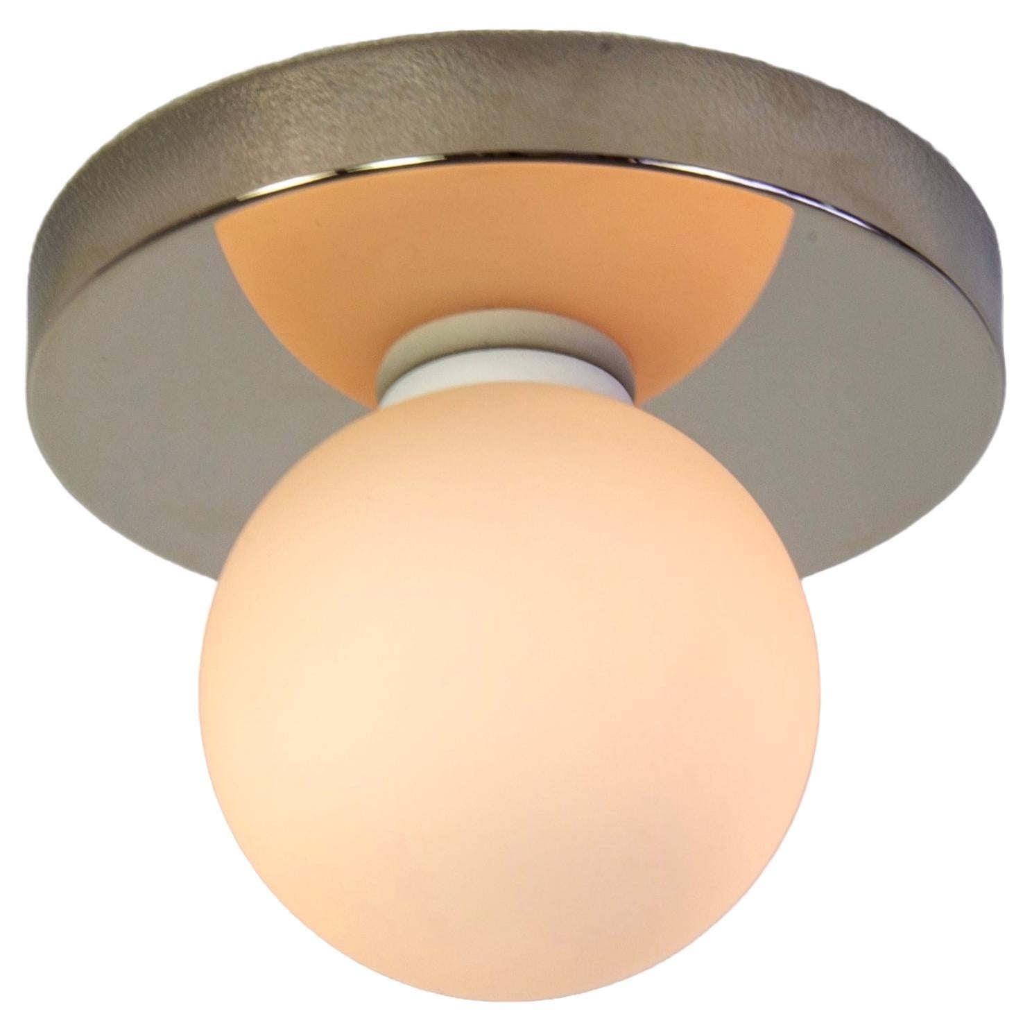 Globe Flush Mount di Research.Lighting, nichel, vetro da 3 pollici, su ordinazione in vendita
