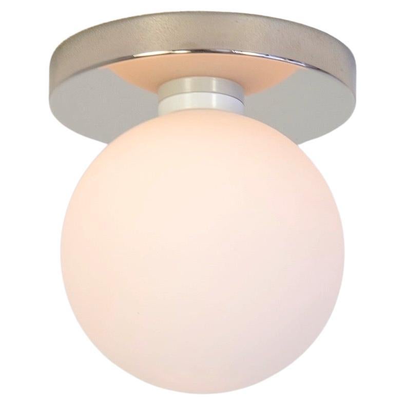 Globe Flush Mount by Research.Lighting, Nickel, 5in Glass, Made to Order