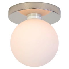 Globe Flush Mount by Research.Lighting, Nickel, 5in Glass, Made to Order