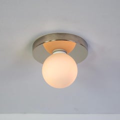 Globe Flush Mount by Research.Lighting, Polished Nickel, 3in Glass, In Stock