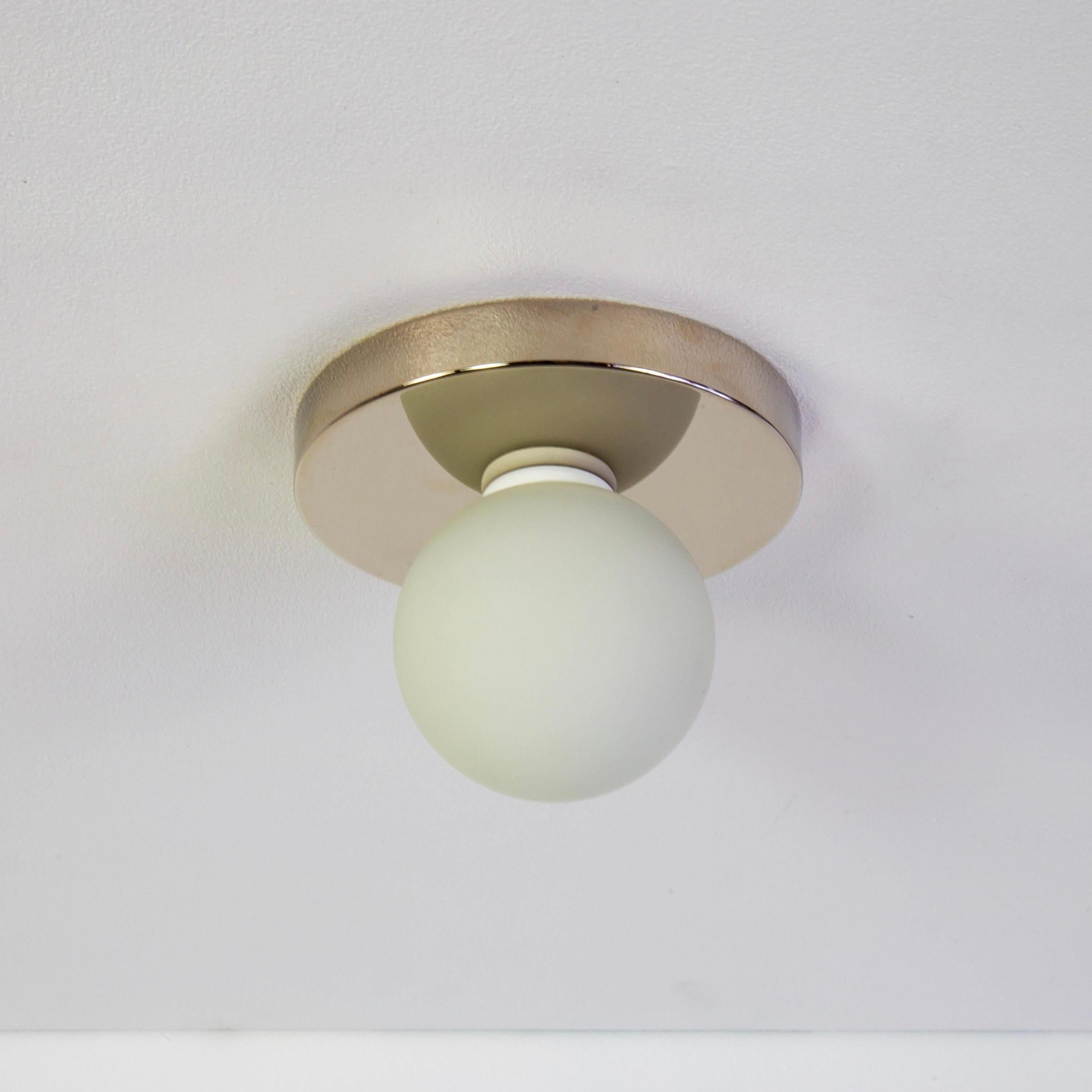 Modern Globe Flush Mount by Research.Lighting, Polished Nickel, In Stock For Sale