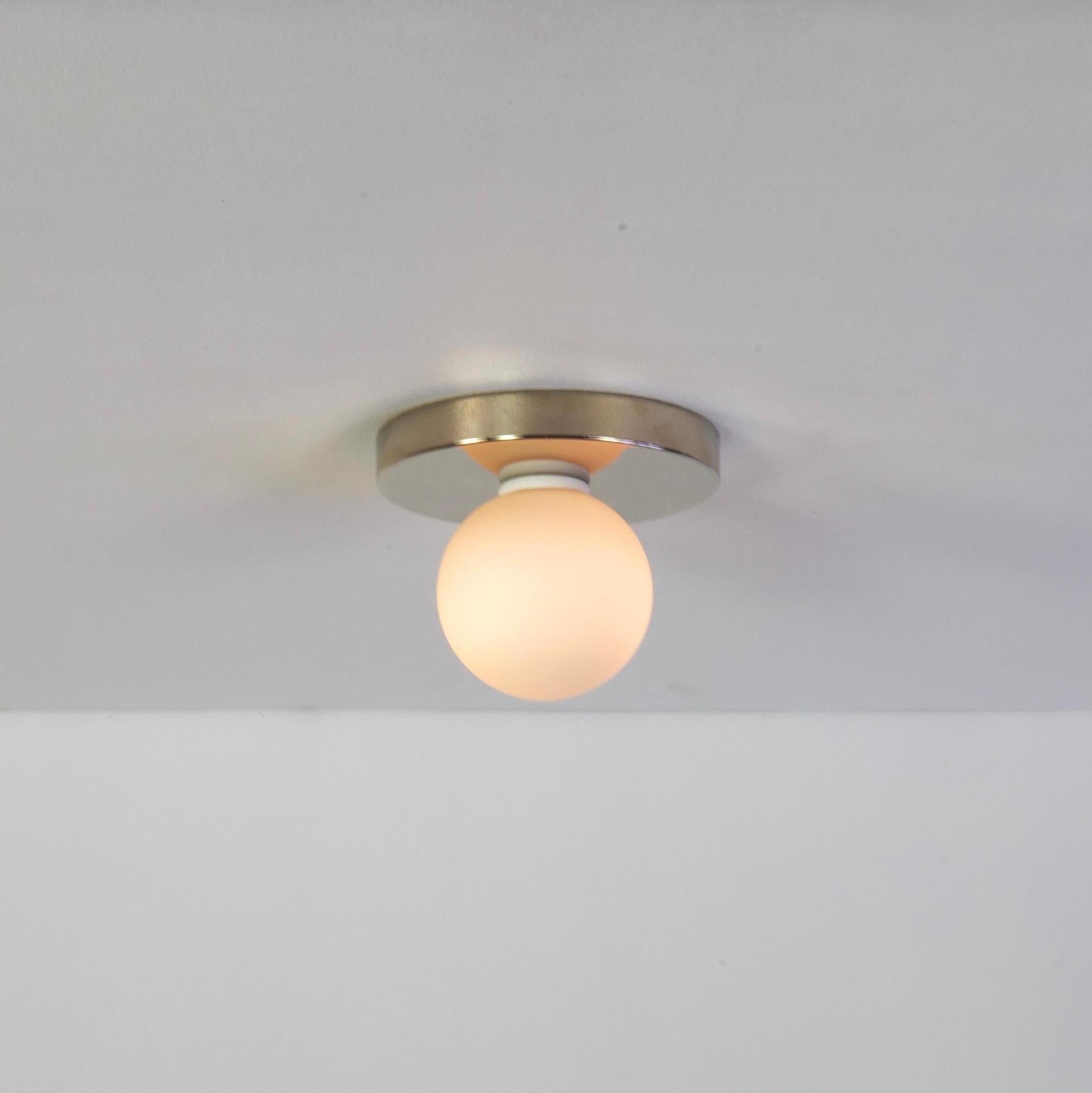 Plated Globe Flush Mount by Research.Lighting, Polished Nickel, In Stock For Sale