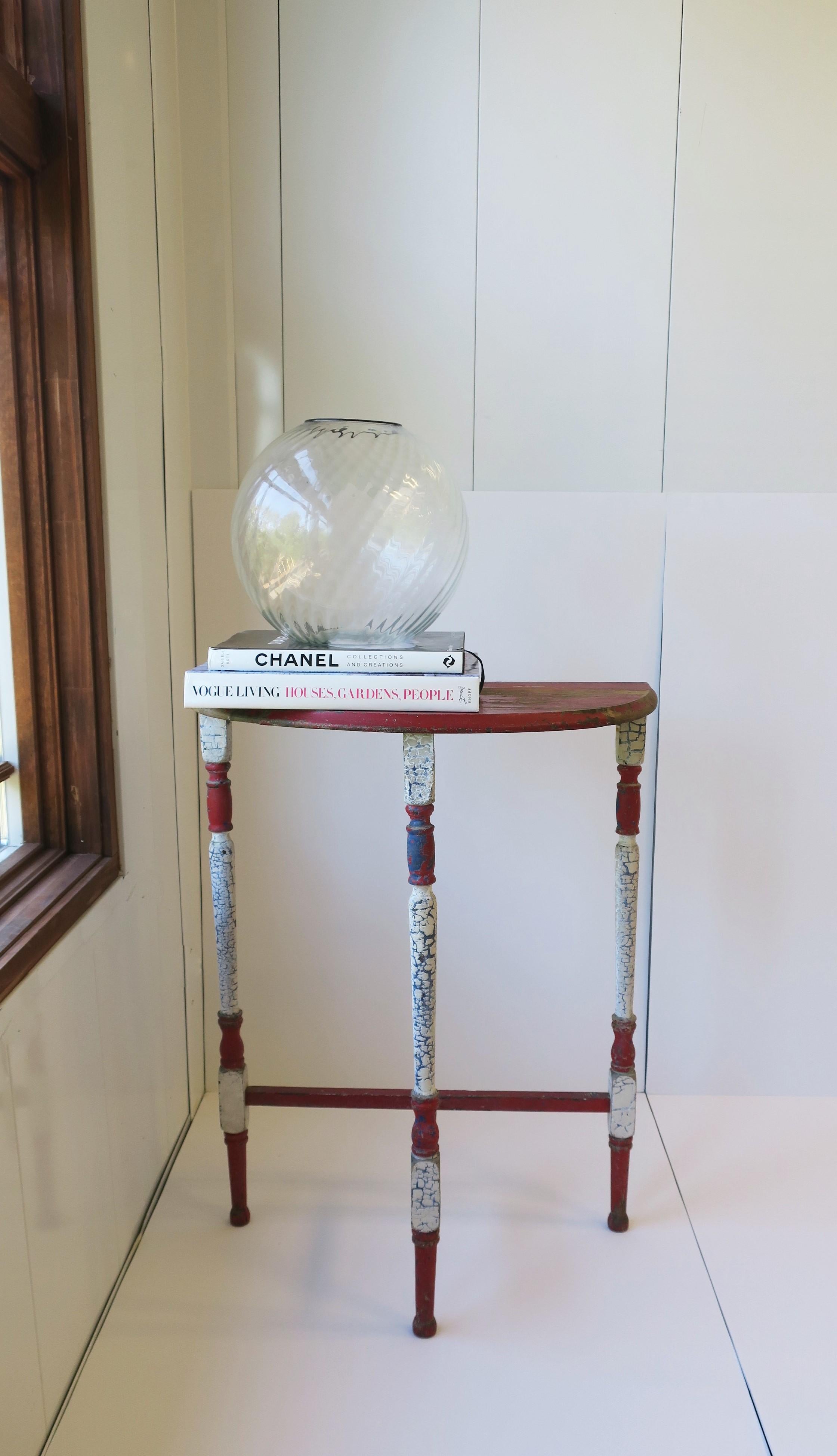 Sphere Globe Fluted Glass Vase, circa 1970s, Pair, Large For Sale 3