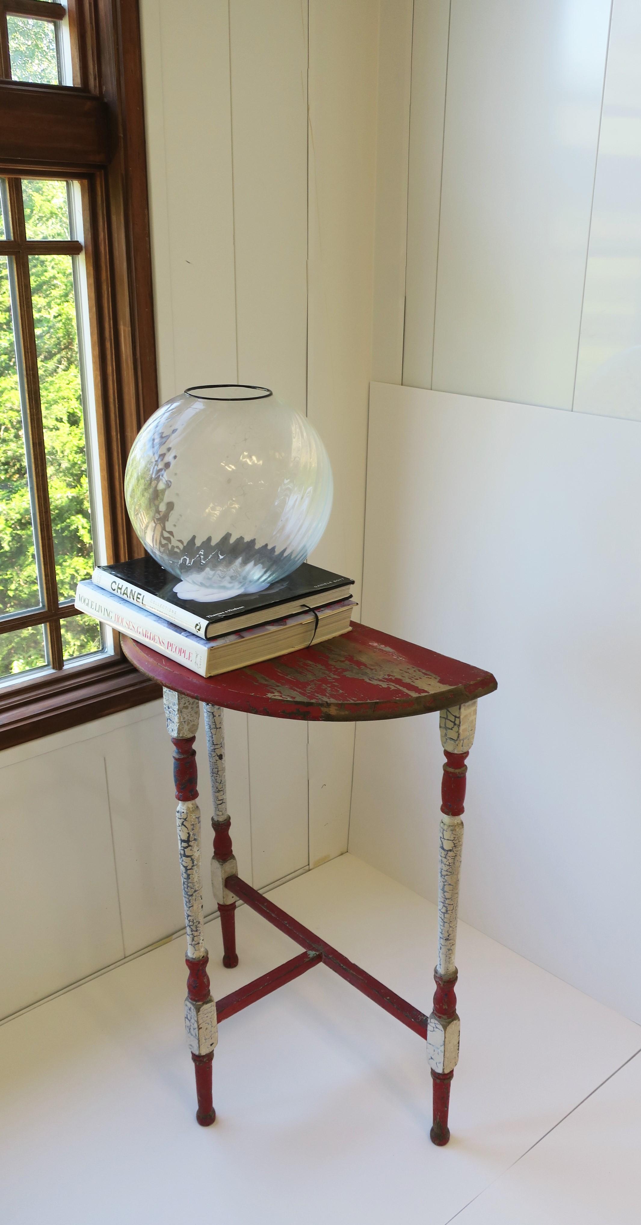Sphere Globe Fluted Glass Vase, circa 1970s, Pair, Large For Sale 4
