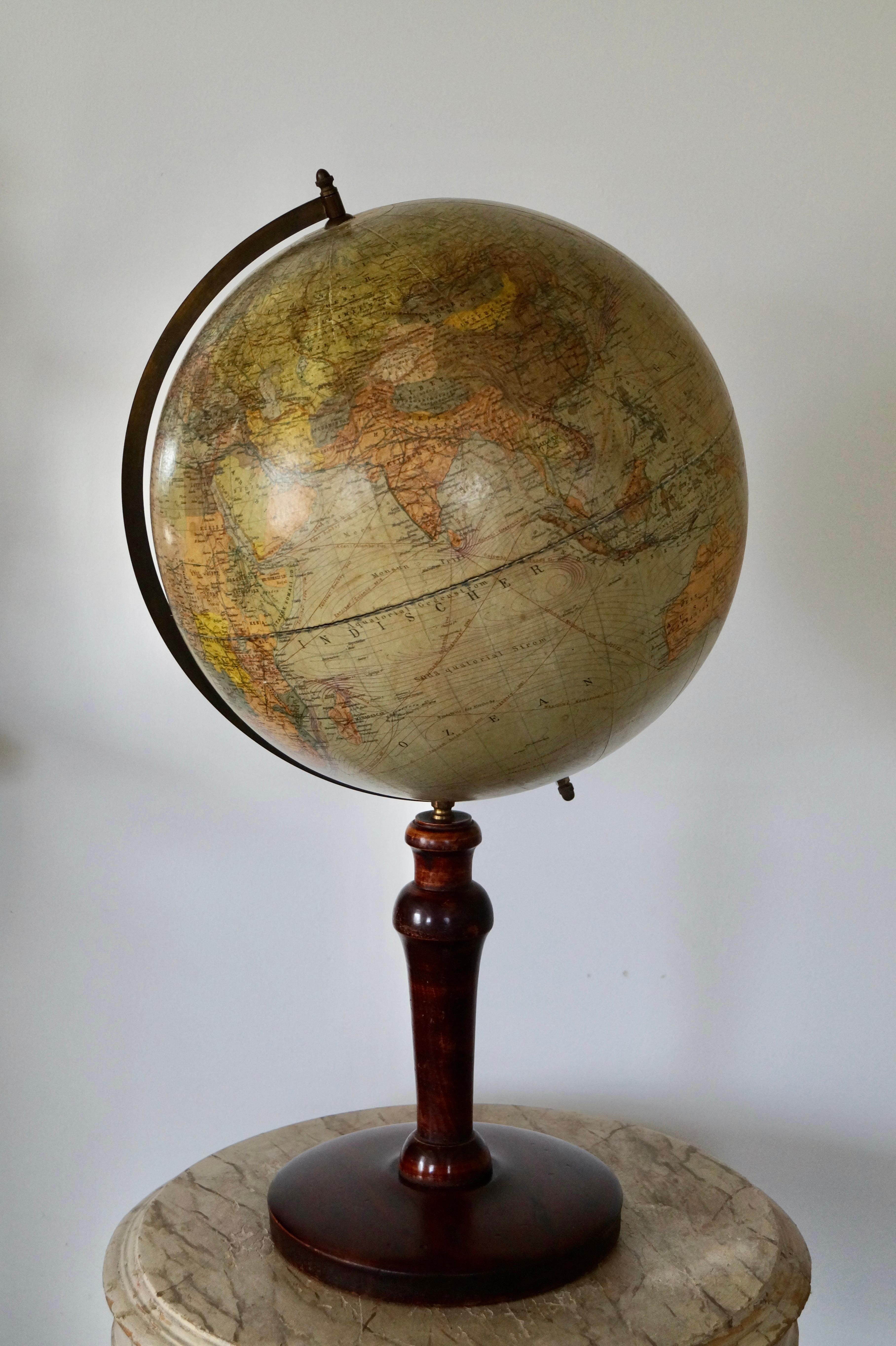 Cast Globe from Dietrich Reimers. Germany 1930's For Sale