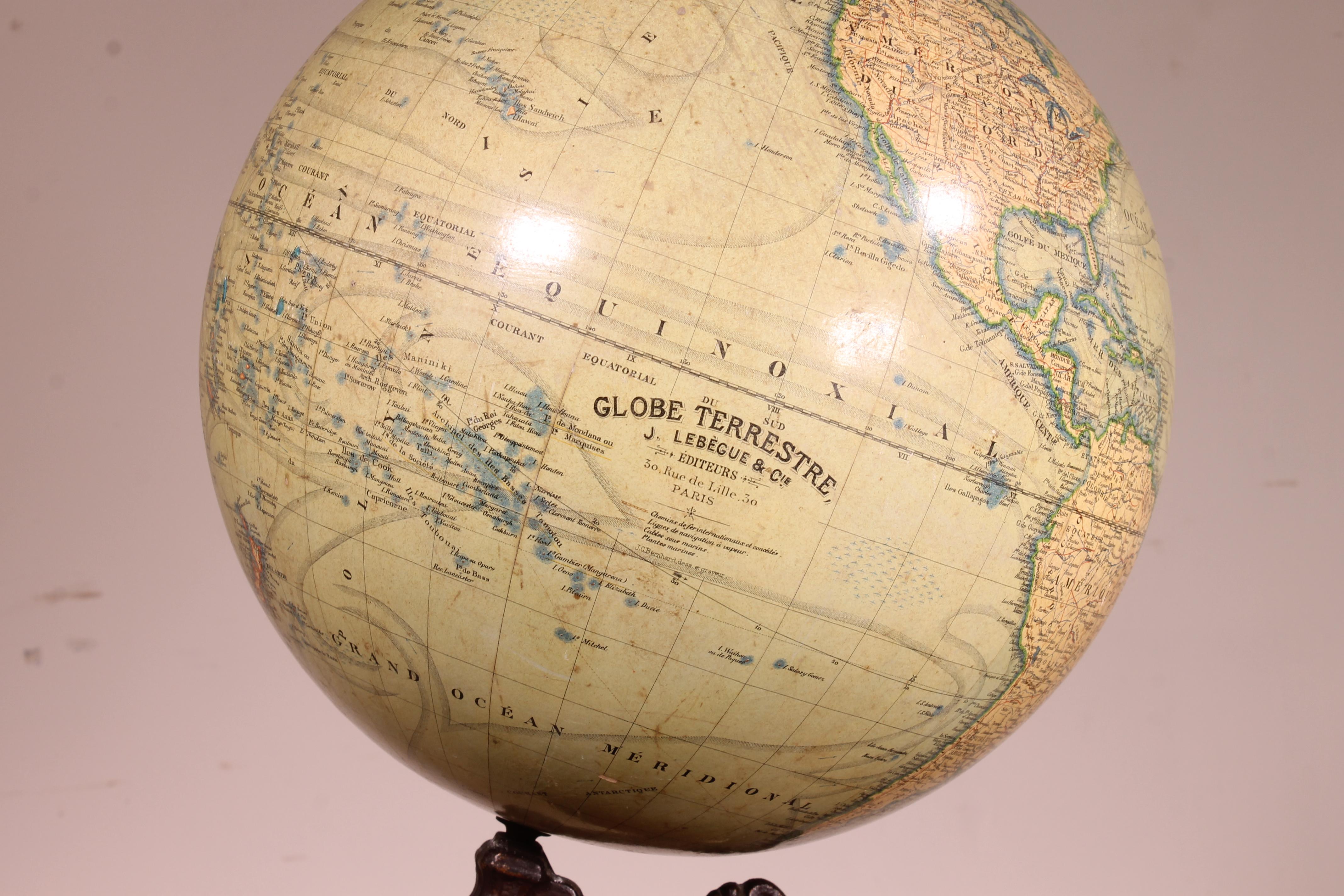 Paper Globe J.Lebègue & Cie, circa 1890