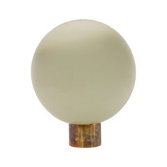 Globe lamp in opalescent glass and patinated bronze. Contemporary.