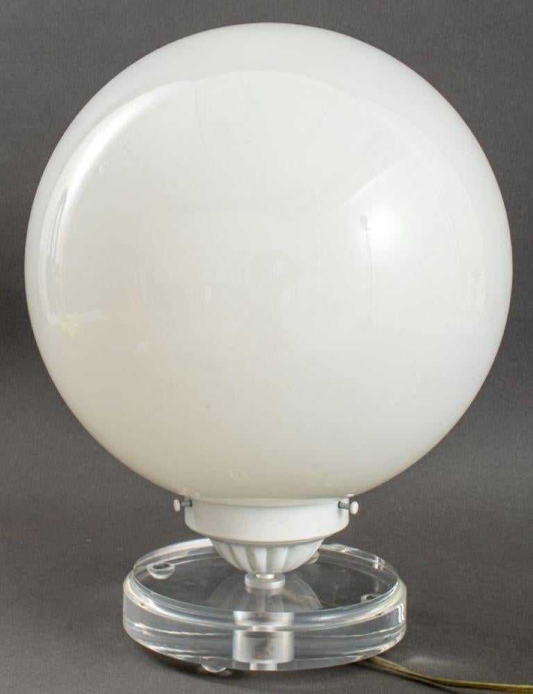 Glass Globe Lamp on Lucite Base, 1980s For Sale