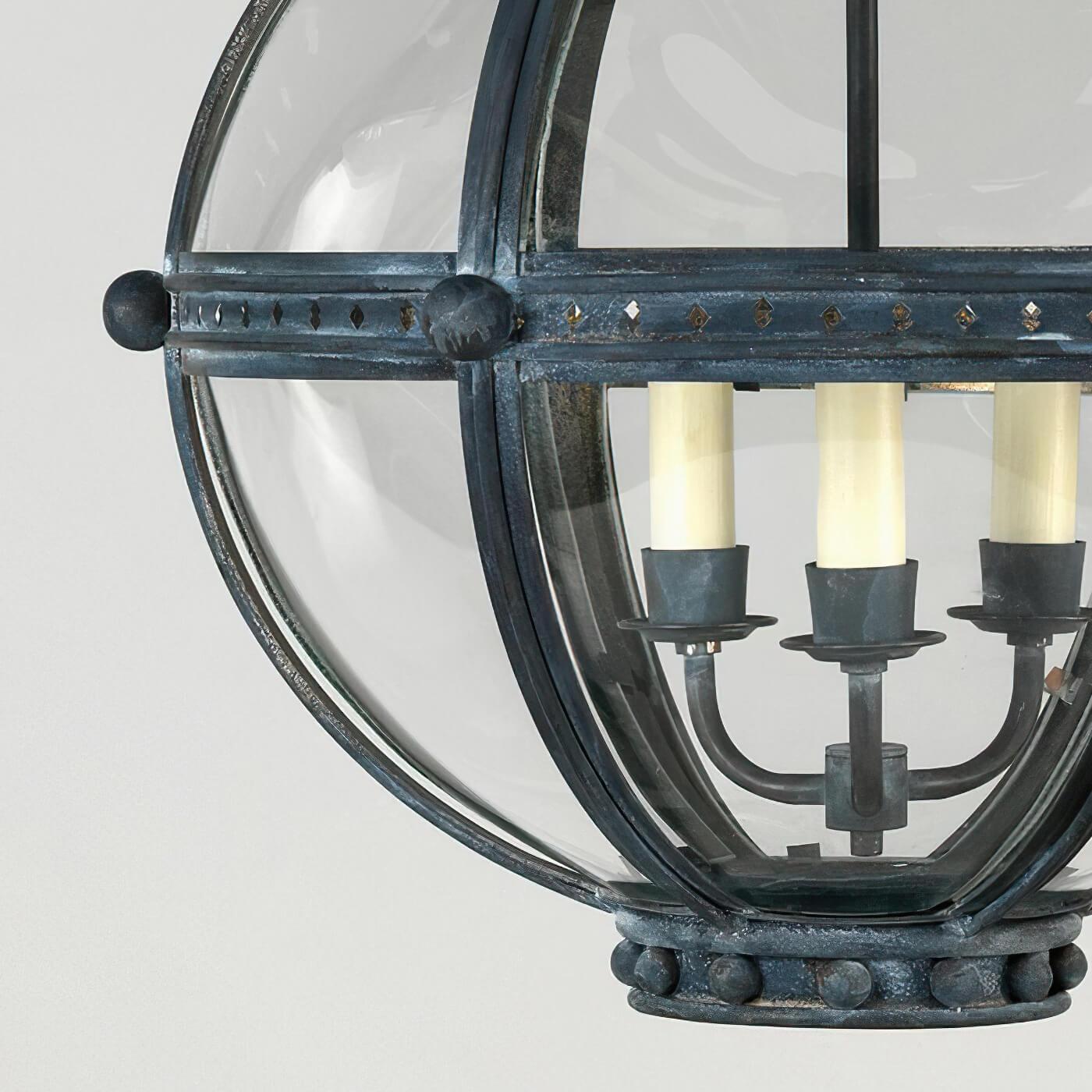 English Globe Lantern, Zinc Finish, Large For Sale