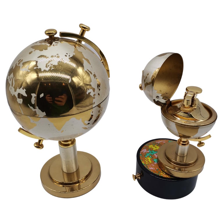 Globe Lighter and Cigarette Holder, Metal at 1stDibs