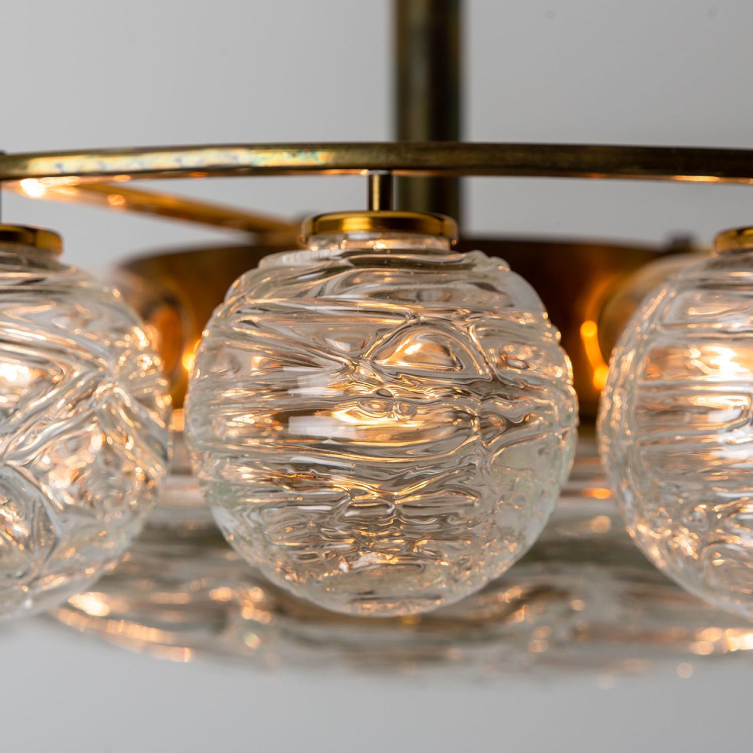 Globe Lights Wave Glass Chandelier by Doria Leuchten, 1965 For Sale 3