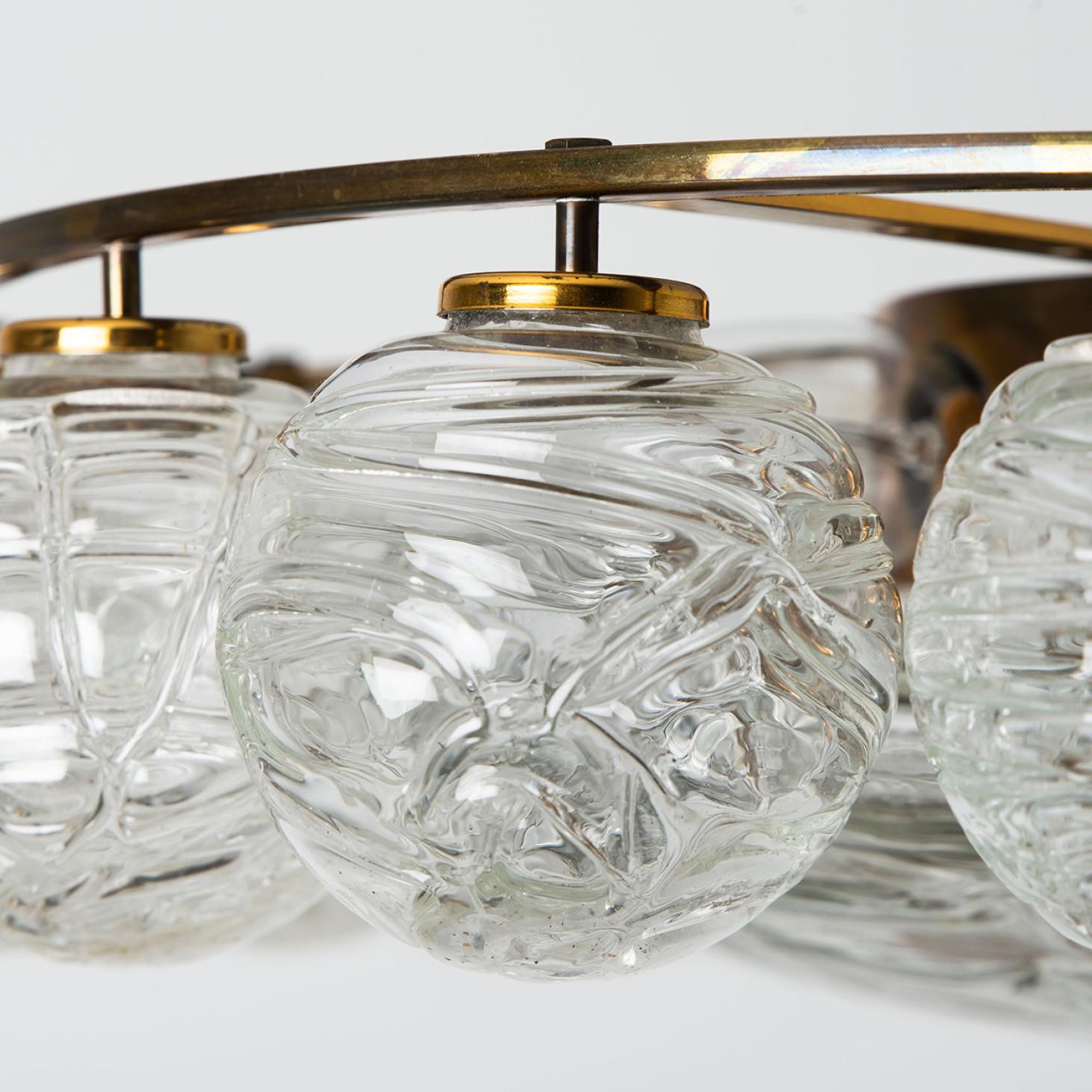 Other Globe Lights Wave Glass Chandelier by Doria Leuchten, 1965 For Sale