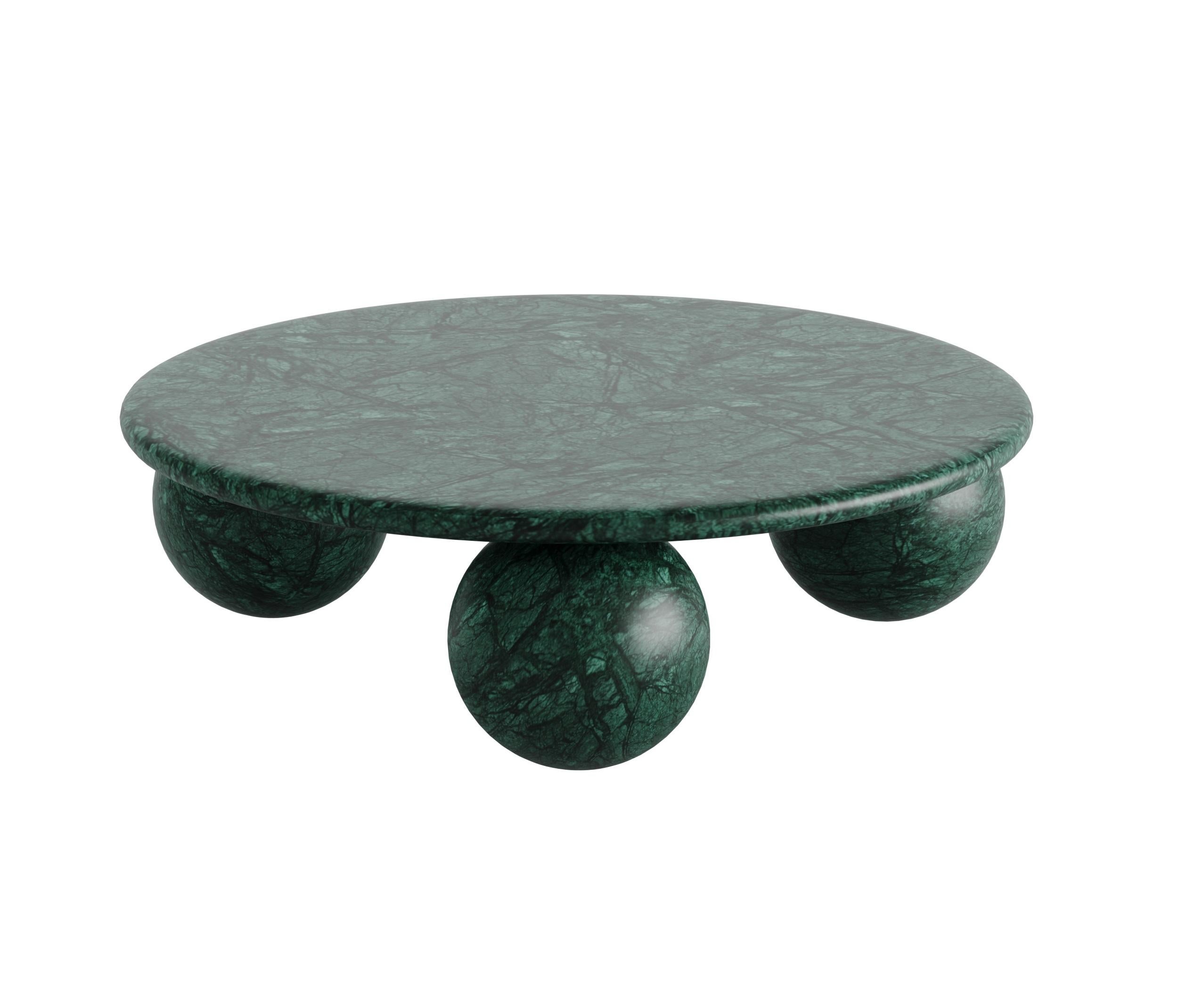 Indian Globe Lux Center Table in Jurrasic Green Marble For Sale