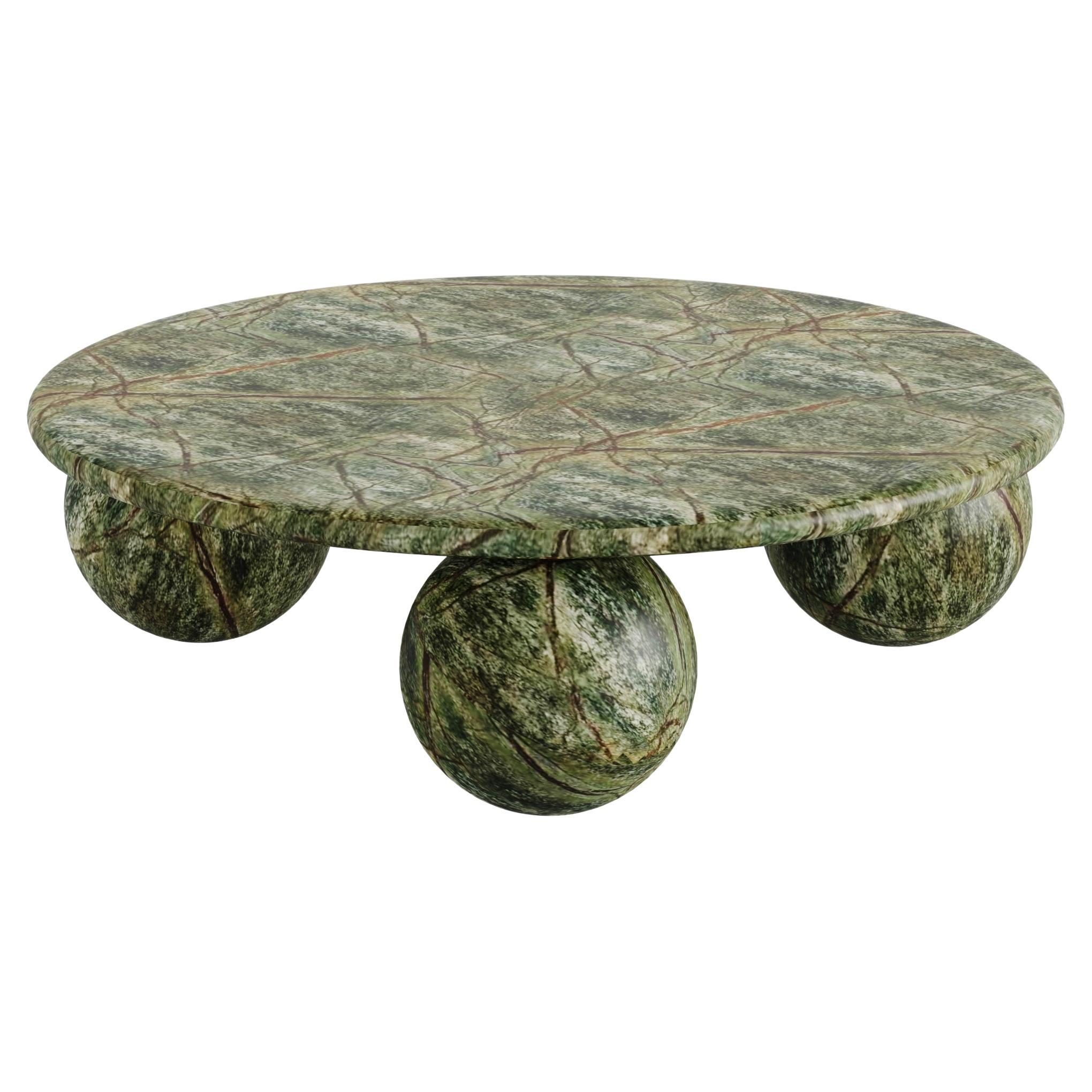 Globe Lux Center Table in Jurrasic Green Marble For Sale