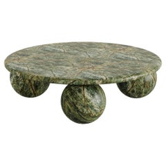 Table centrale Globe Lux en marbre vert Jurrasic