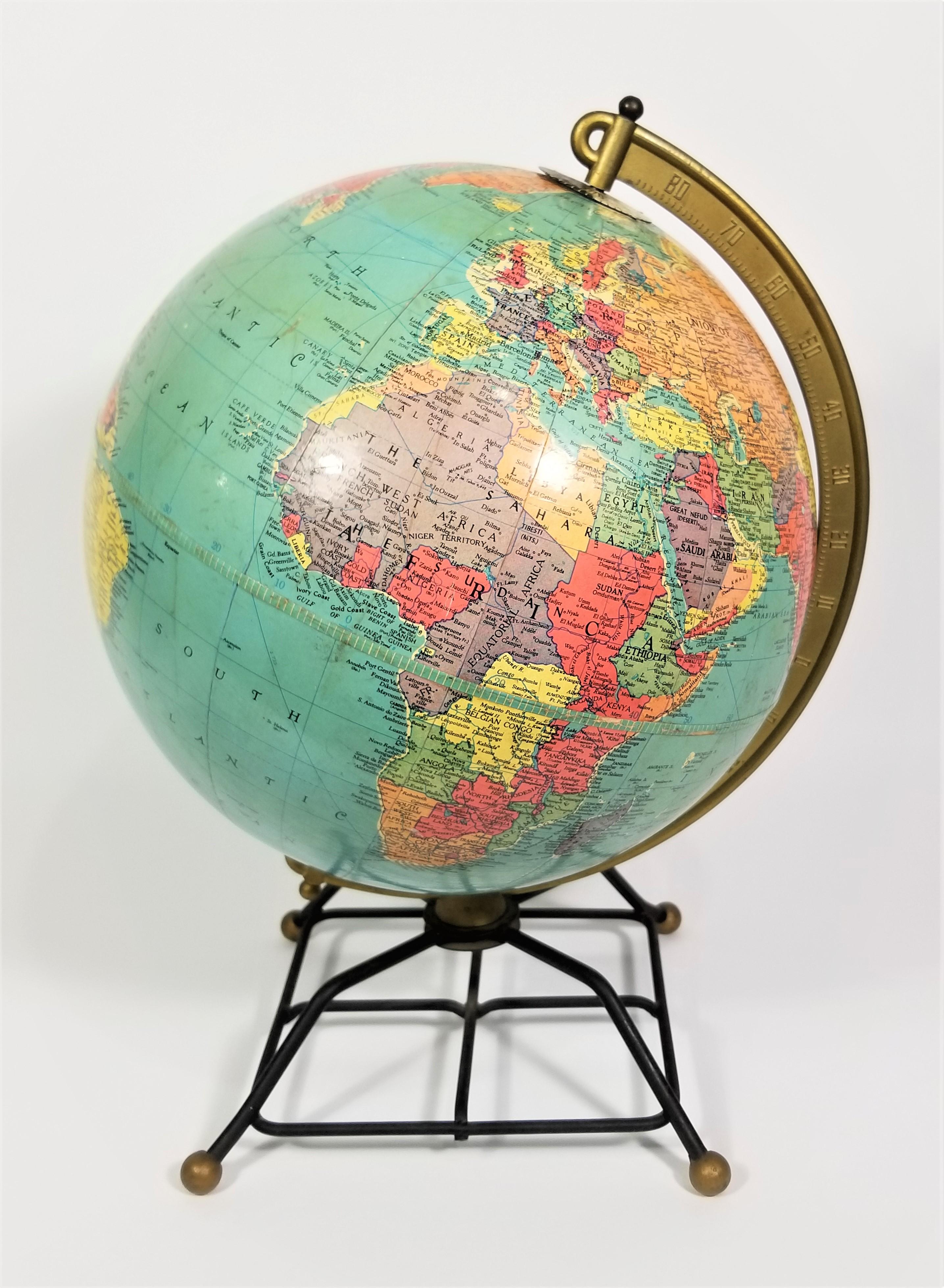 Wrought Iron Globe Mid Century 1950s Atomic Design