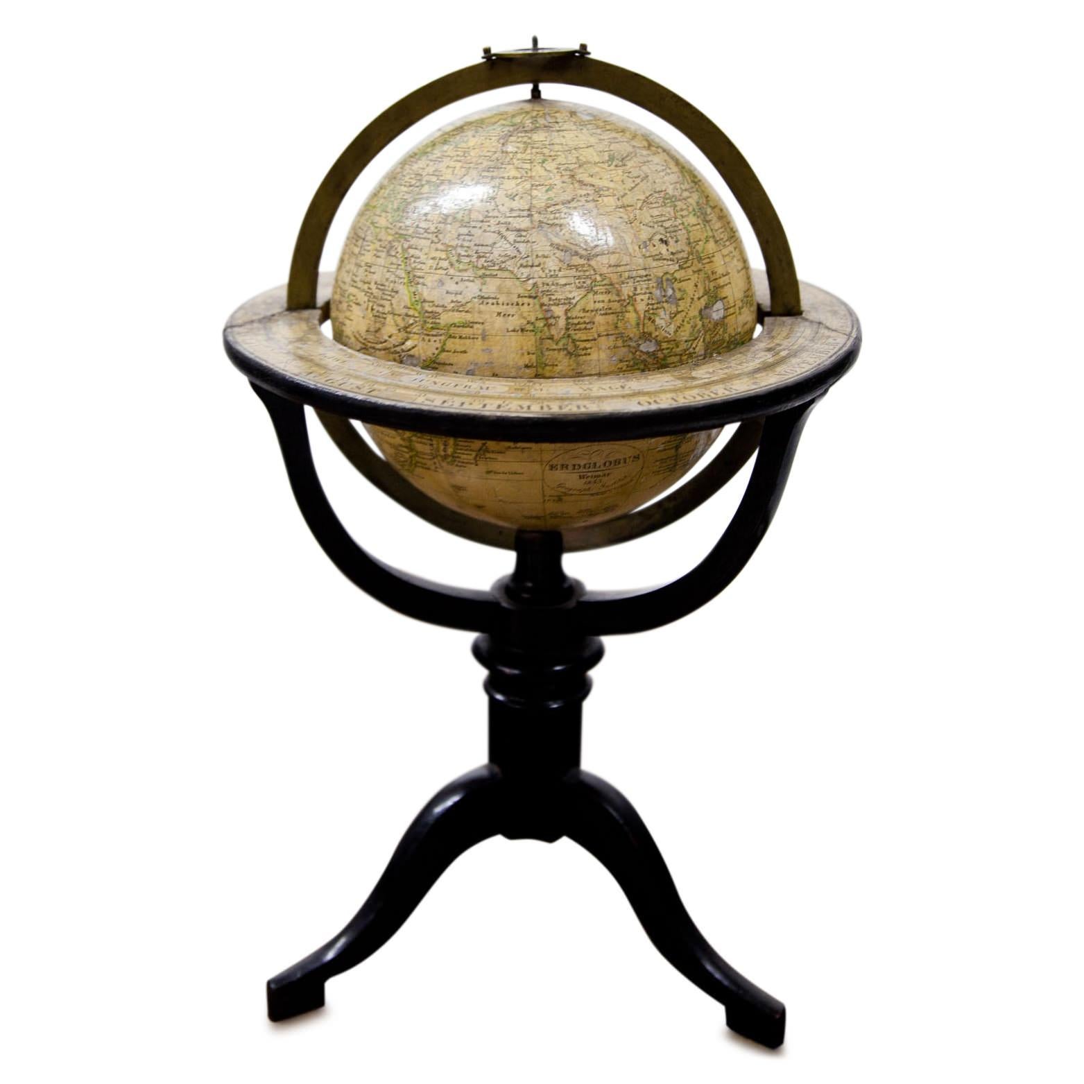 Paper Globe of the Earth, Weimar, 1843