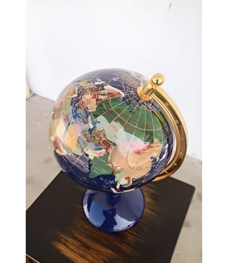 Globo del mondo in pietra semipreziosa In condizioni buone in vendita a Pasadena, TX
