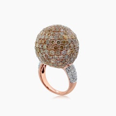 Globe Pave Fancy Diamond & White Diamond 18K Rose Gold Ball Ring