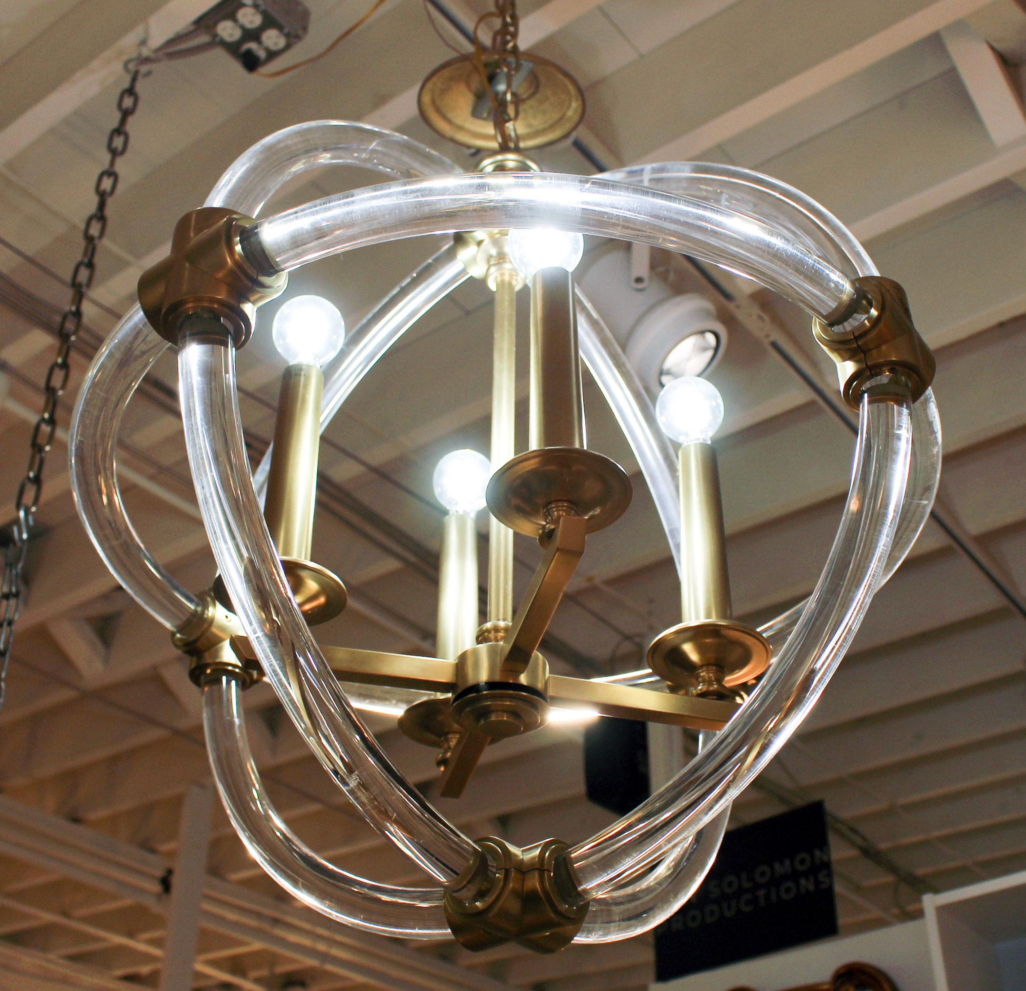 Brass Globe Pedant Light Fixture For Sale