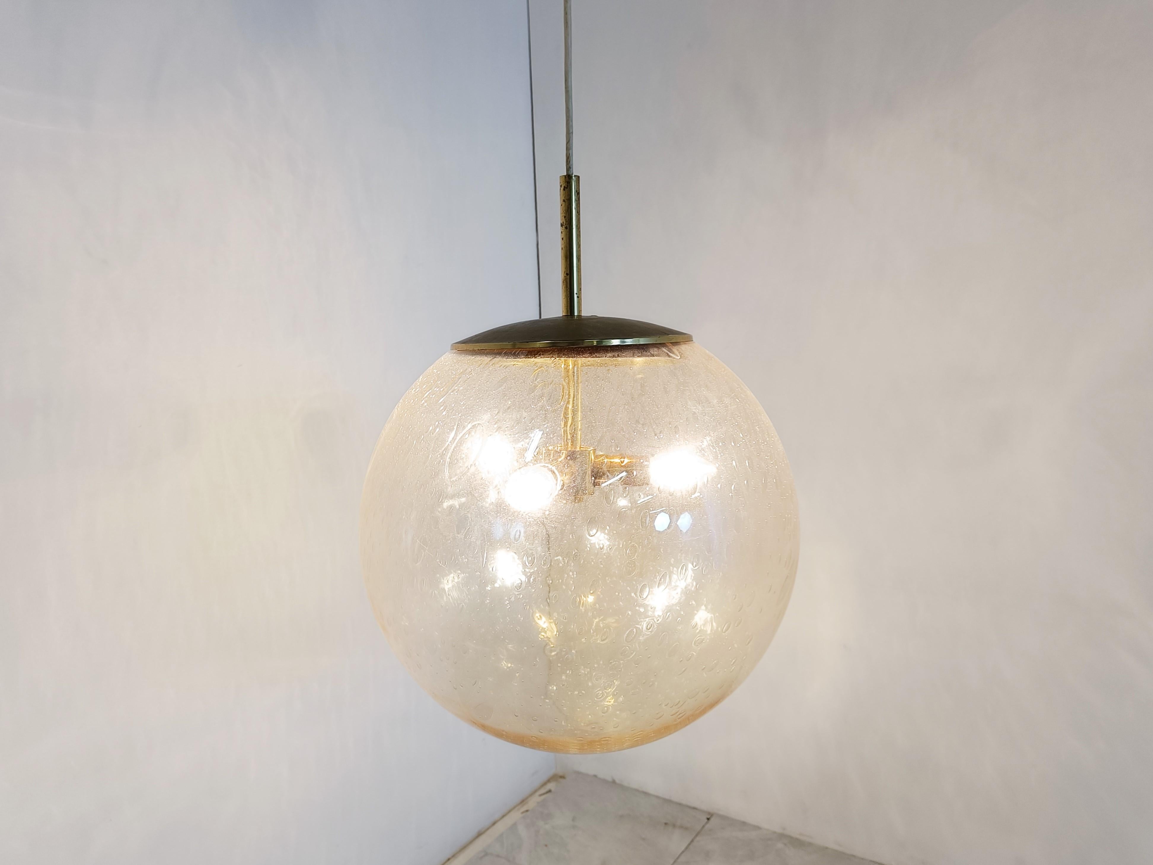 Globe Pendant Light by Glashutte Limburg, 1960s In Good Condition In HEVERLEE, BE