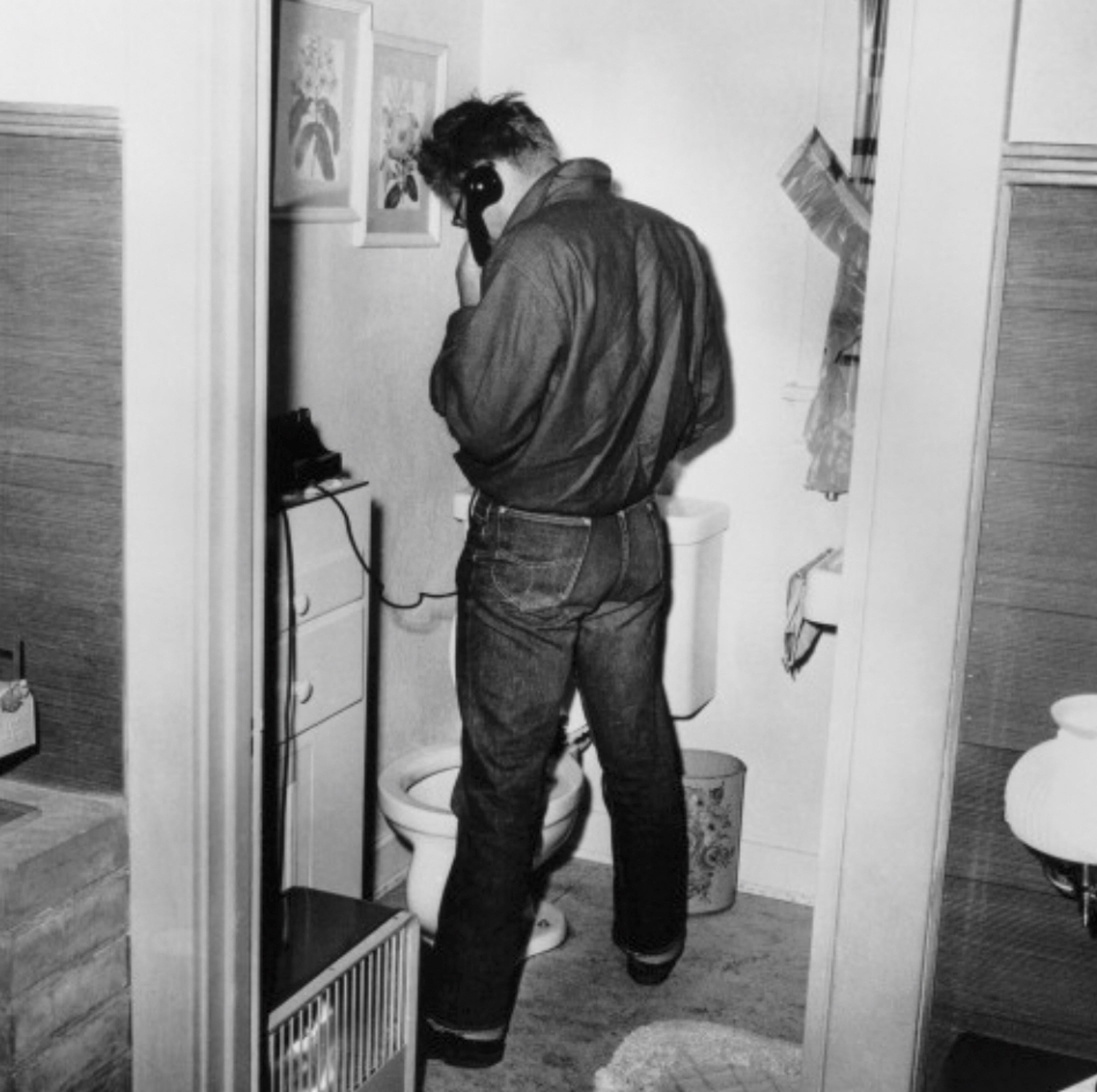 Globe Photo Archives Black and White Photograph - James Dean in Restroom -  Oversize Limited Edition Print 