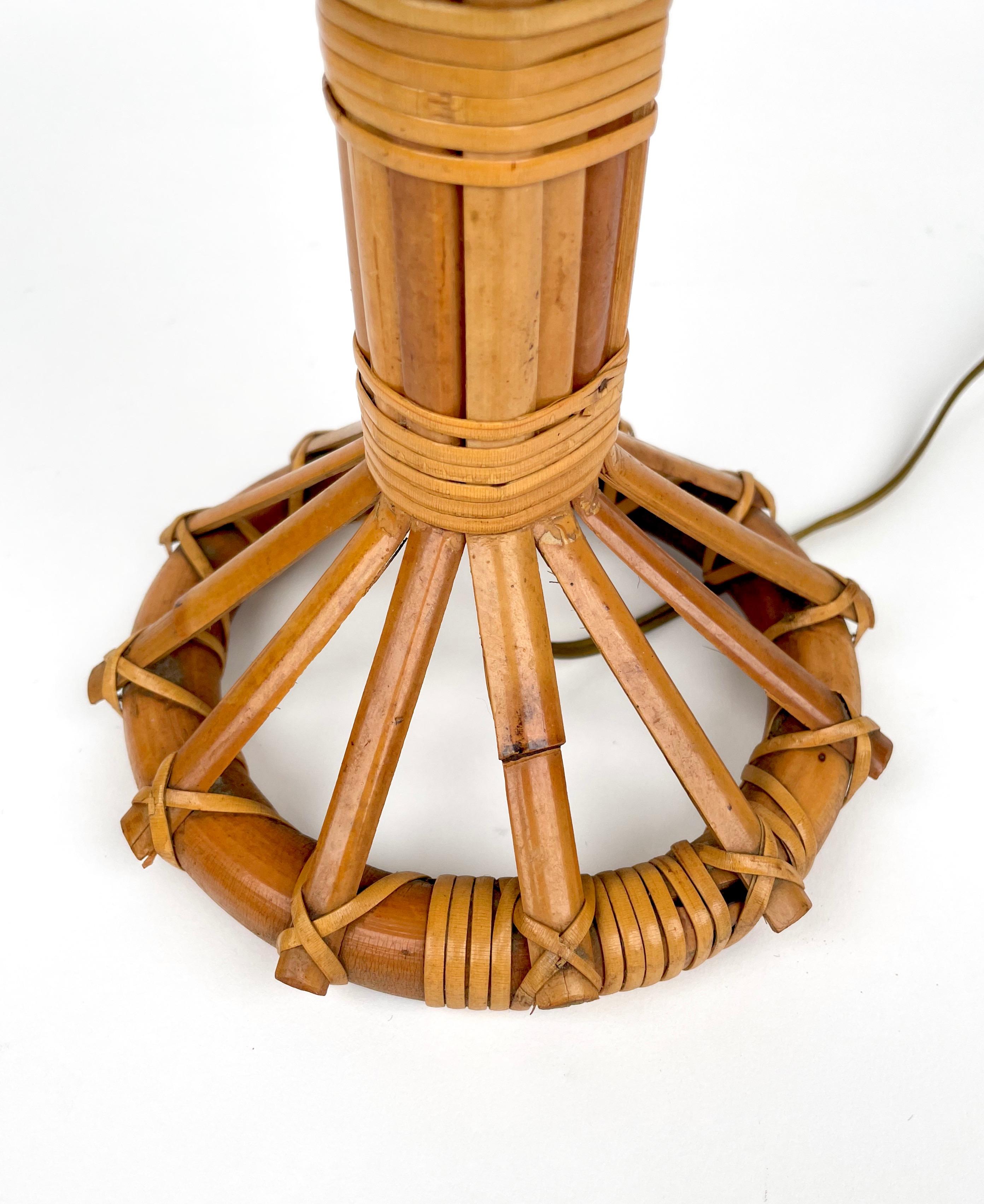 Globe Rattan Table Lamp Louis Sognot Style, France, 1960s For Sale 3