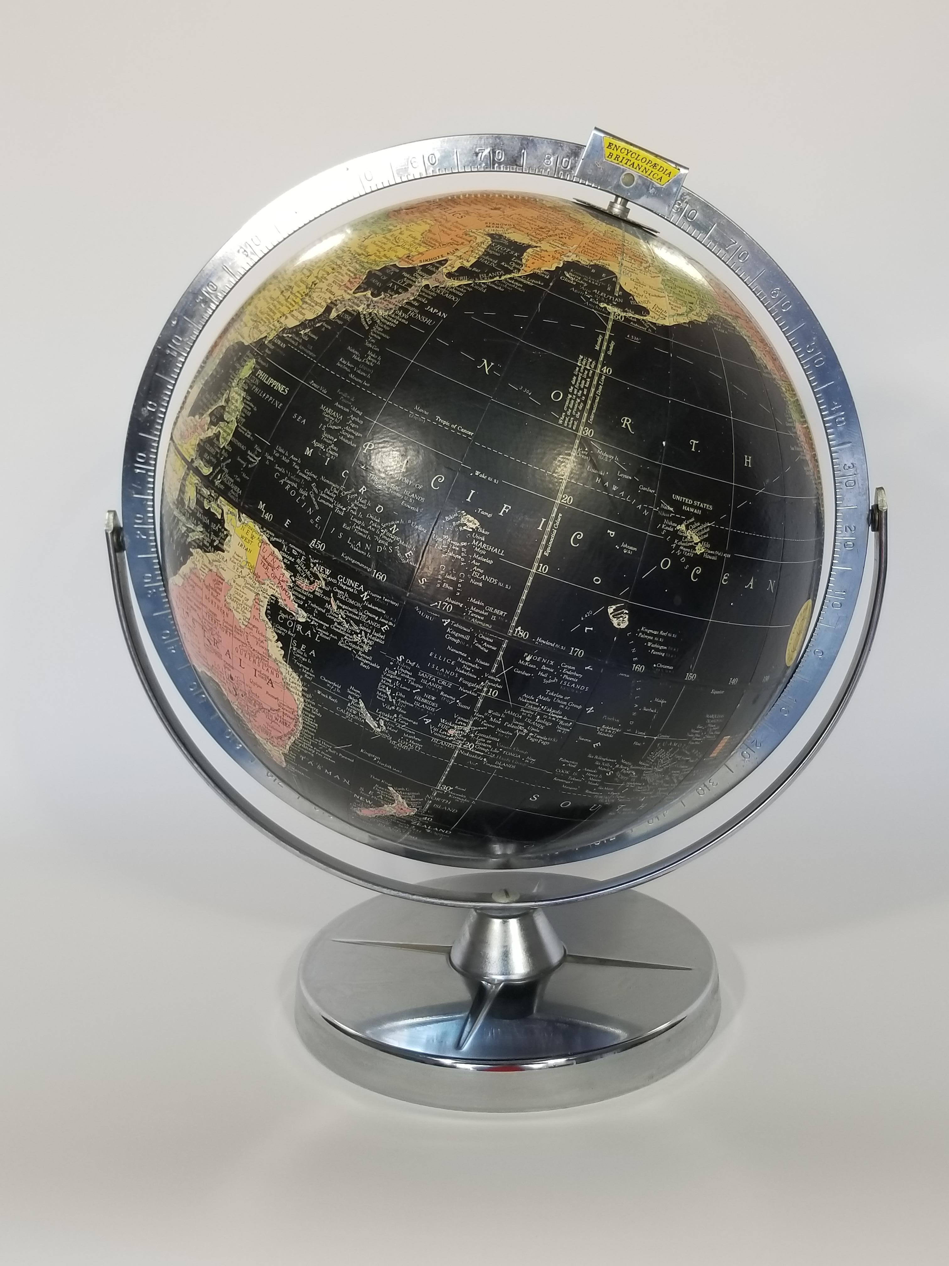 Globe Replogle Midcentury Black with Chrome Base 12