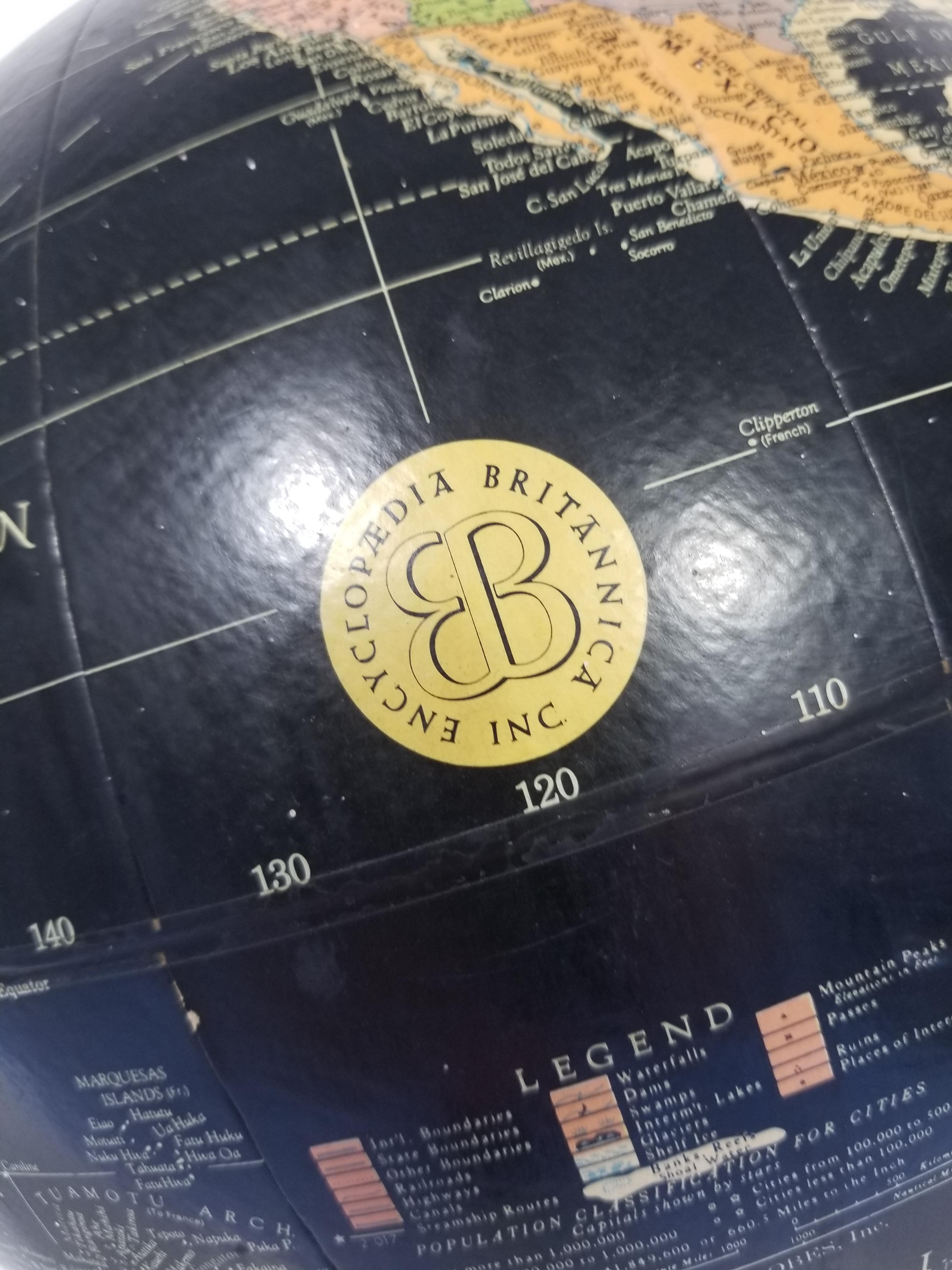 20th Century Globe Replogle Midcentury Black with Chrome Base