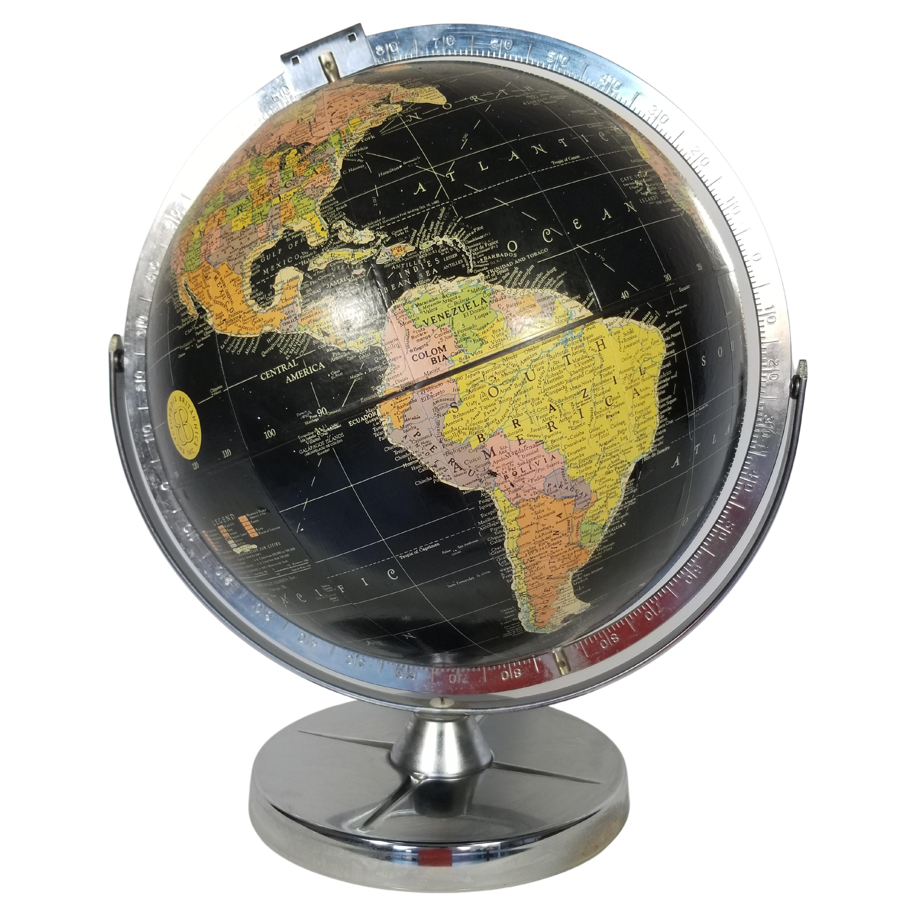 Globe Replogle Midcentury Black with Chrome Base