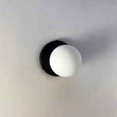 Globe Sconce by Research.Lighting, Black, 5in Glass Globe, Factory 2nd
