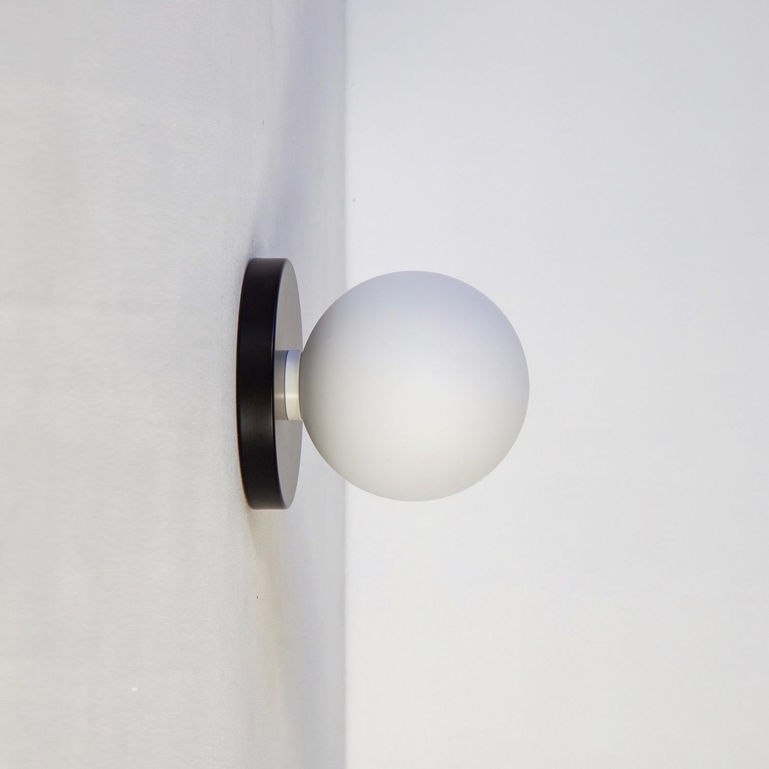 Contemporary Globe Sconce by Research.Lighting, Black, 5in Glass Globe, Made to Order For Sale