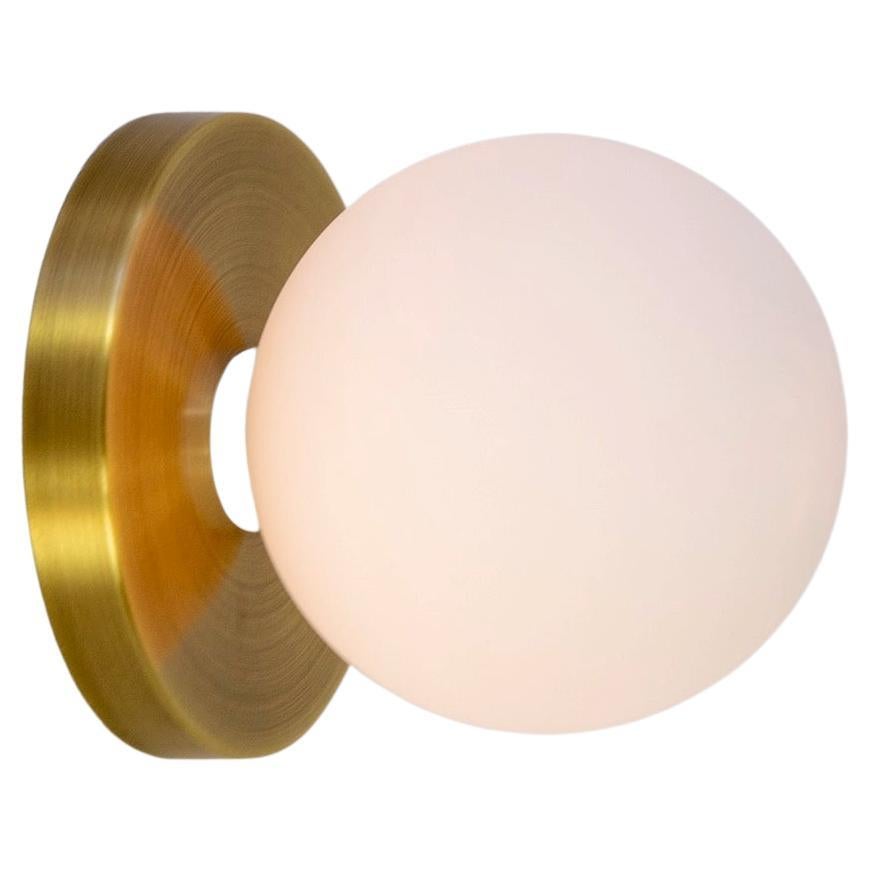 Globe Sconce by Research.Lighting, Brushed Brass, 5in Glass, Made to Order