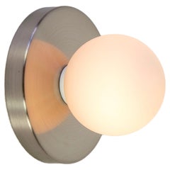 Globe Sconce by Research.Lighting, Brushed Nickel, 3in Glass, In Stock