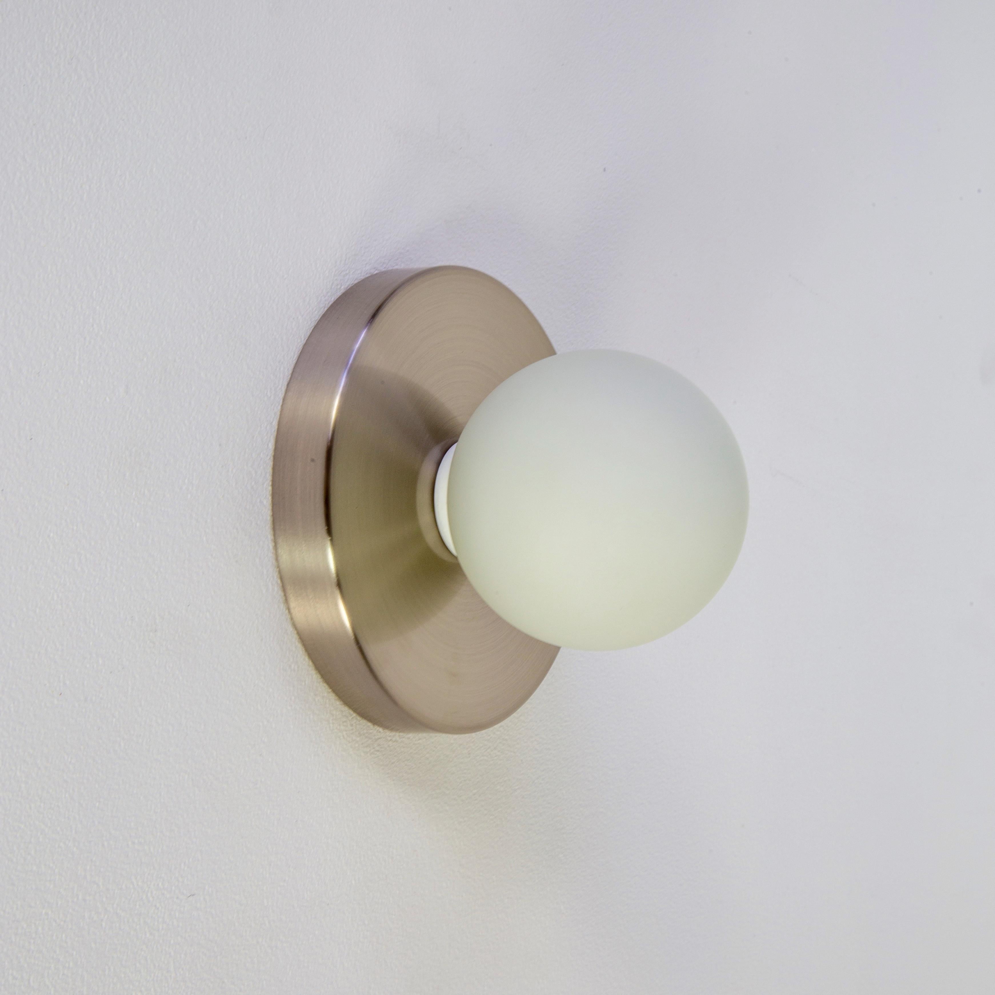Plated Globe Sconce by Research.Lighting, Brushed Nickel, In Stock For Sale