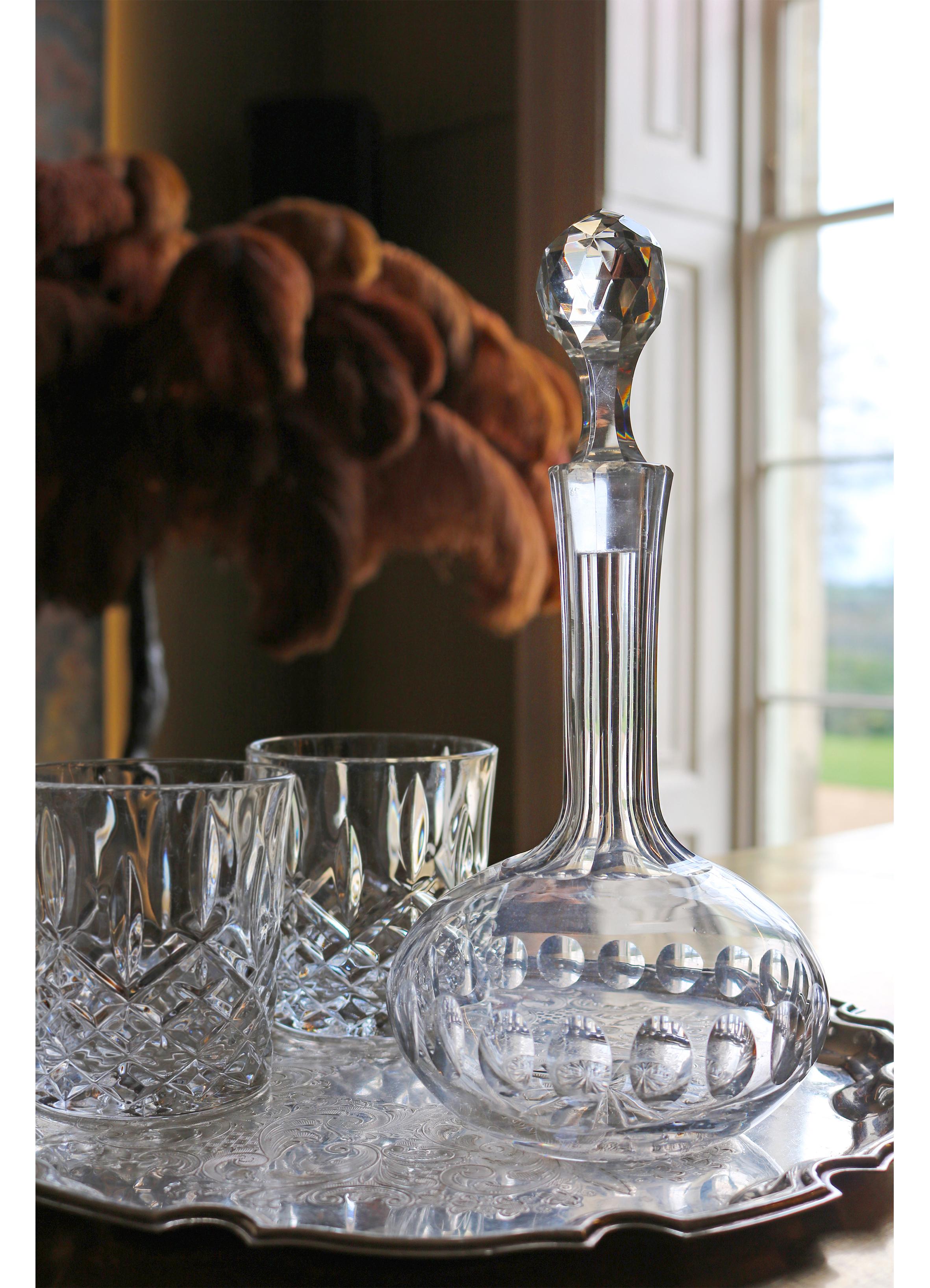 19th Century Globe Shape Victorian Glass Decanter