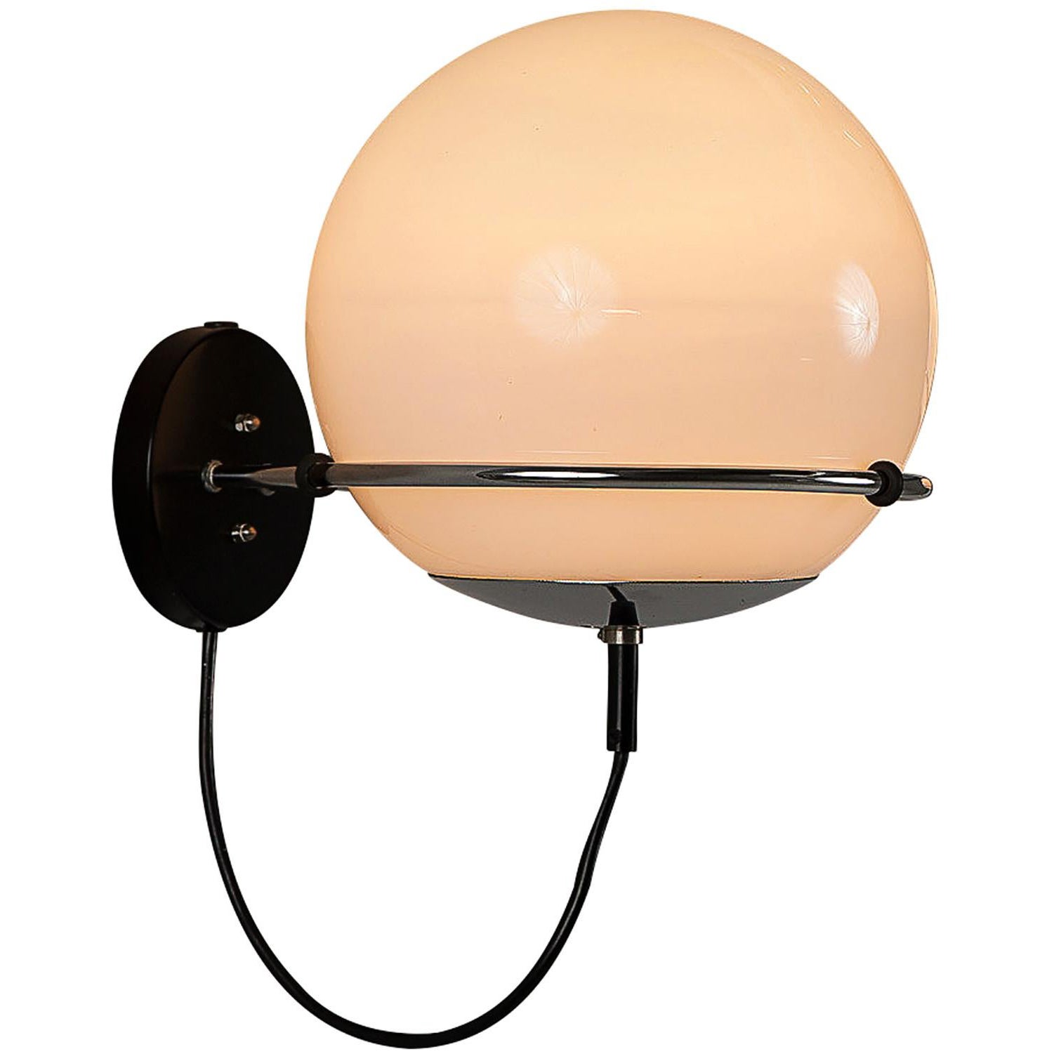 Globe-Shaped Wall Light in Opaline Glass