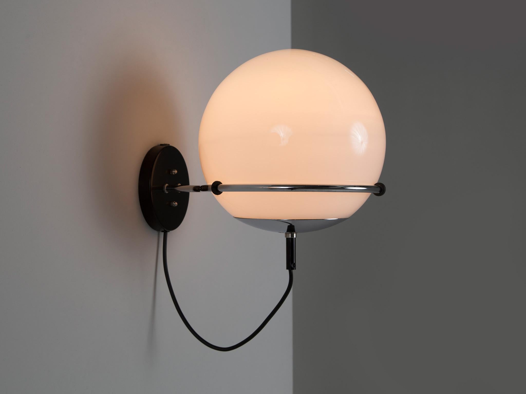 Mid-Century Modern Globe-Shaped Wall Lights in Opaline Glass 