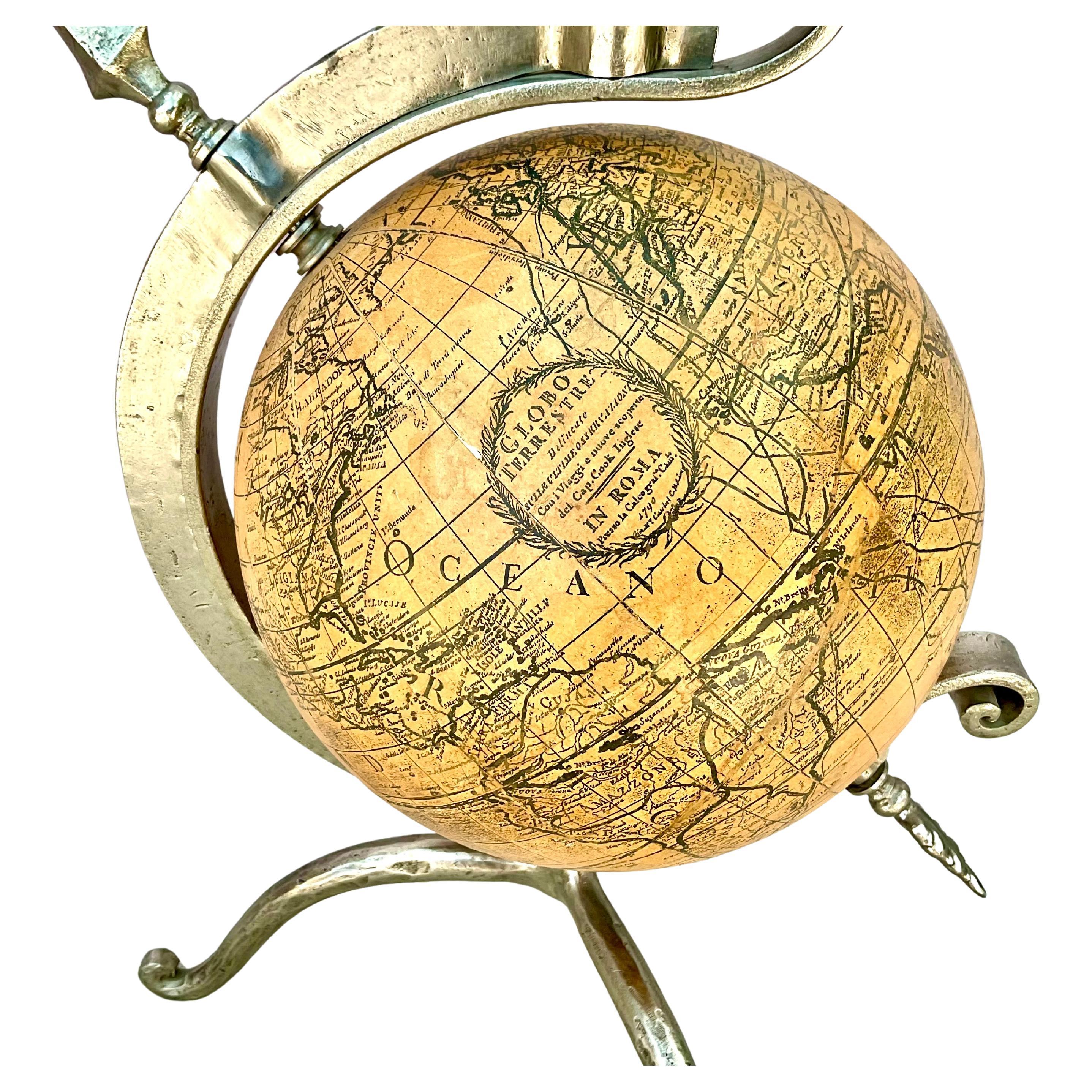 Brass Globe Side Table, Neoclassical Style For Sale